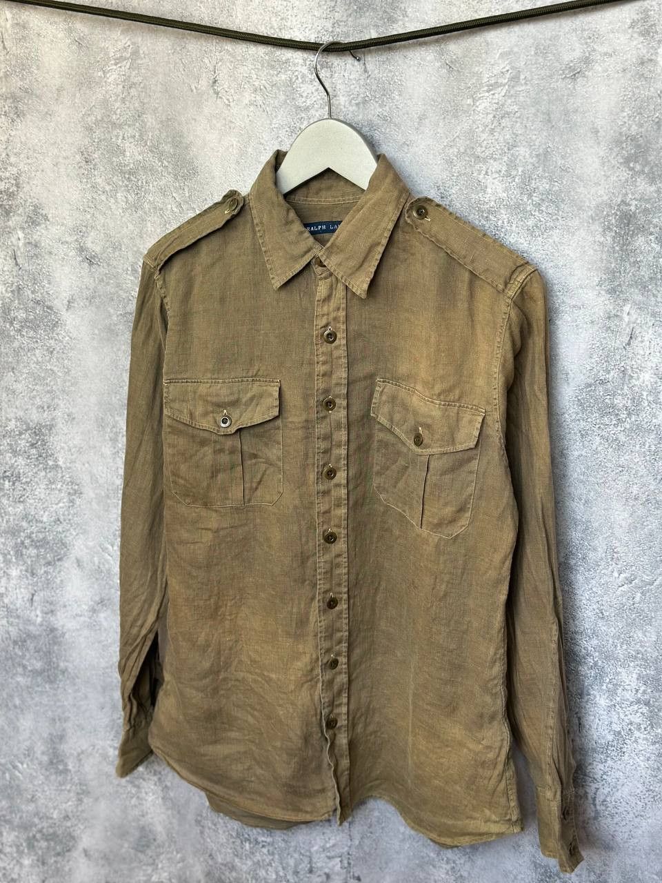 Ralph Lauren Ralph Lauren 100% Linen Vintage Military Sunfaded Shirt LS Size M / US 6-8 / IT 42-44 - 1 Thumbnail