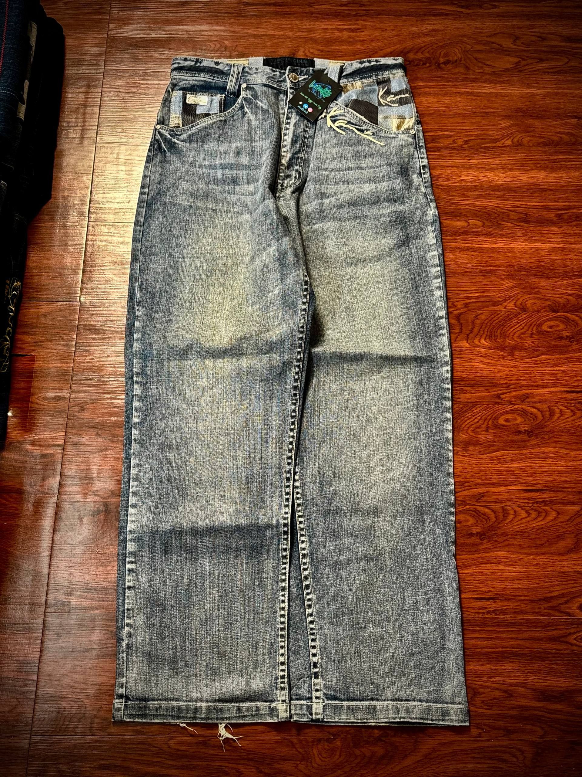 JNCO Vintage 90s Karl Kani Big Logo Patchwork Back Hit Denim Pant Size US 30 / EU 46 - 2 Thumbnail