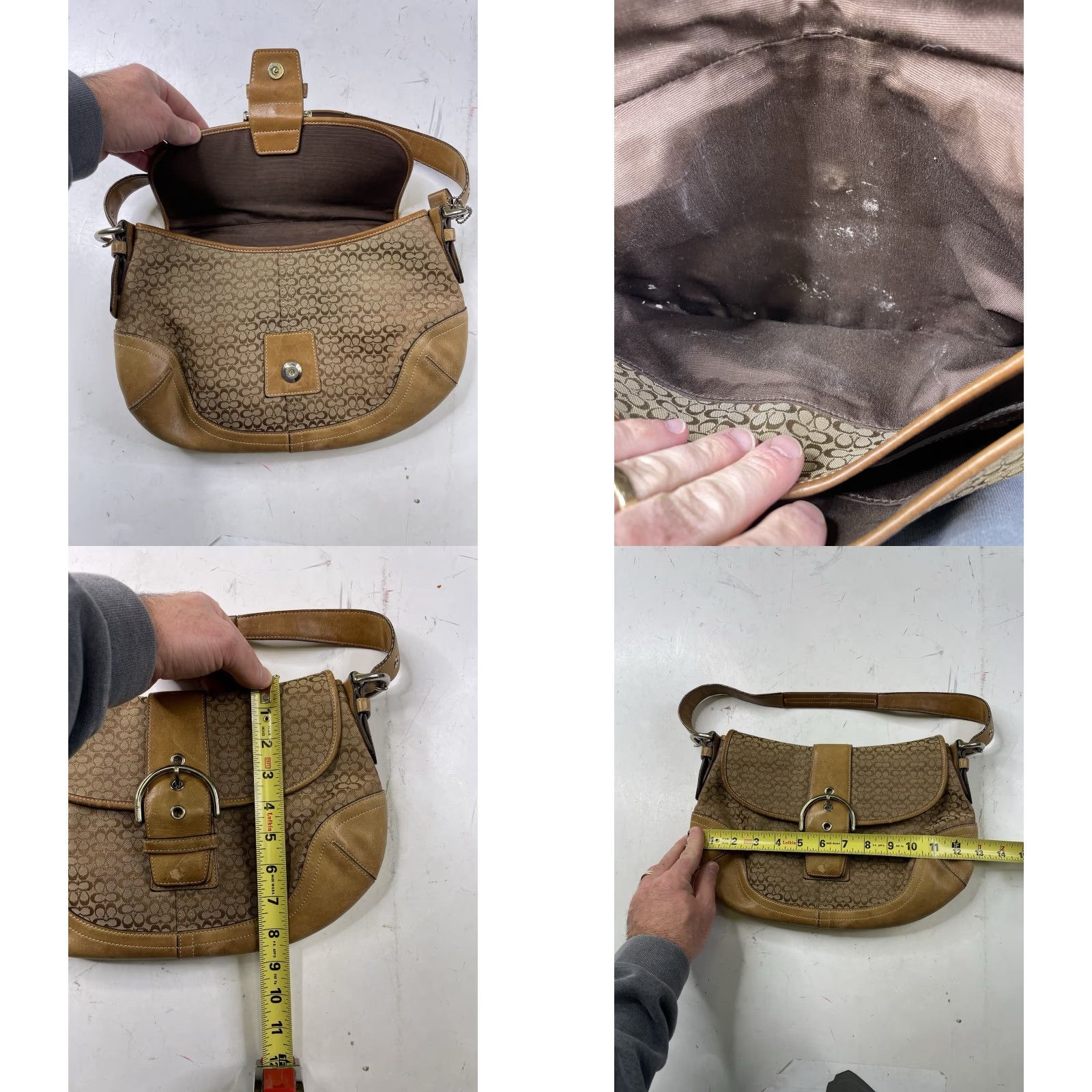 Coach VINTAGE Coach Soho Shoulder Bag Women Small Brown Suede Canvas Leather Signature C Size ONE SIZE - 9 Thumbnail