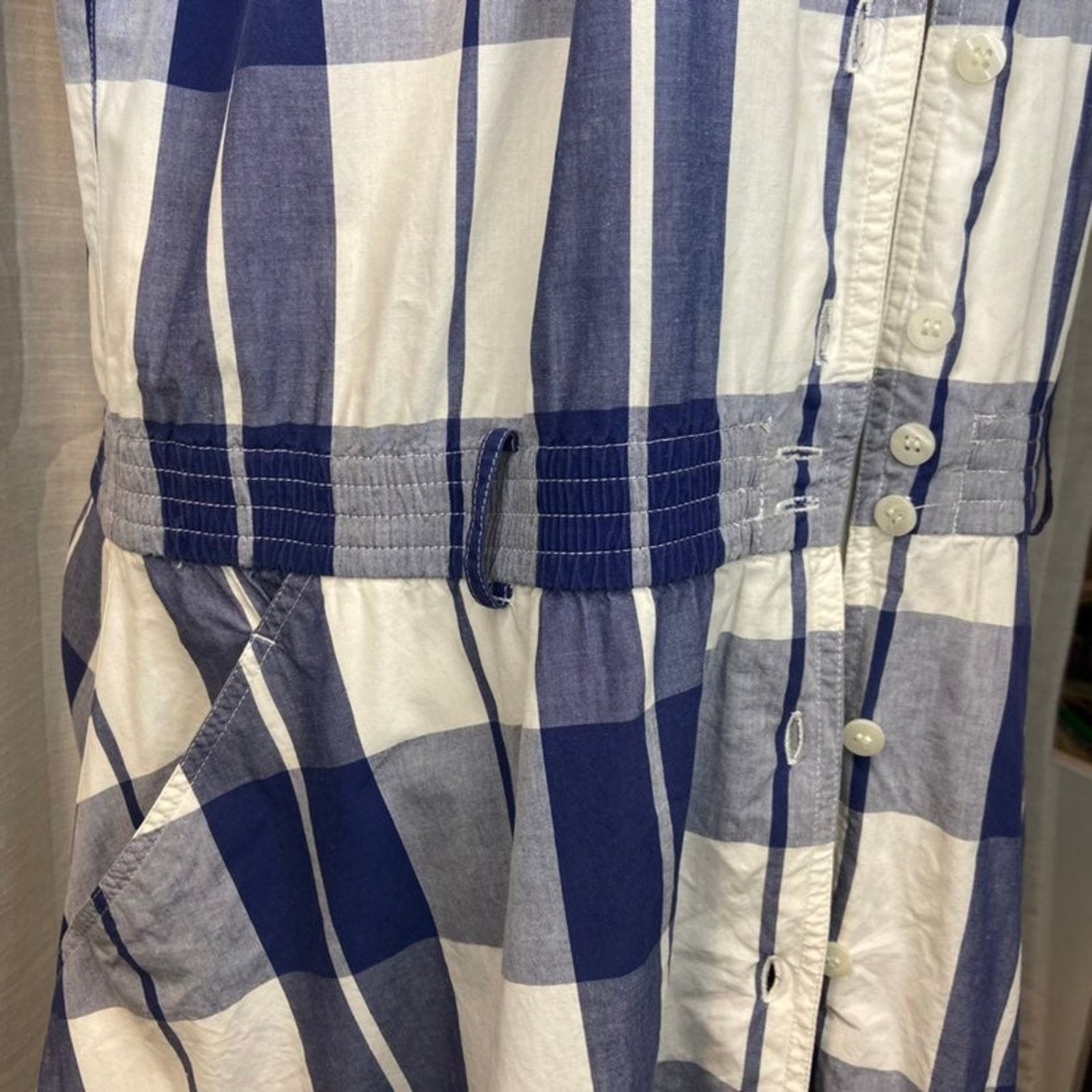 Liz Claiborne Vintage Liz Claiborne Picnic Blue Plaid Full Cotton Dress Size L / US 10 / IT 46 - 4 Thumbnail