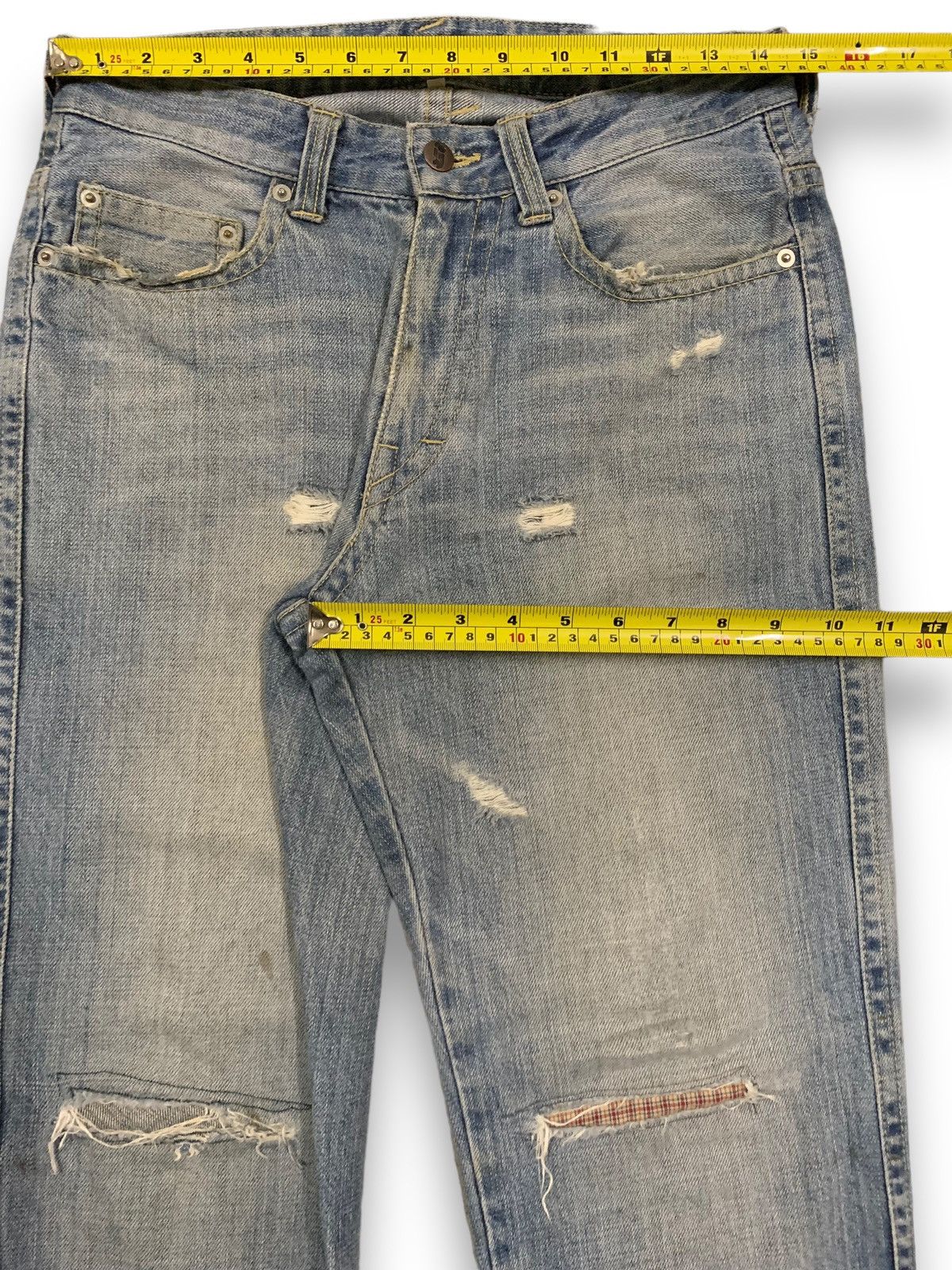 Beams Plus Vintage Japanese Brand Beams Patched Distressed Grunge Jeans Size US 29 - 17 Thumbnail