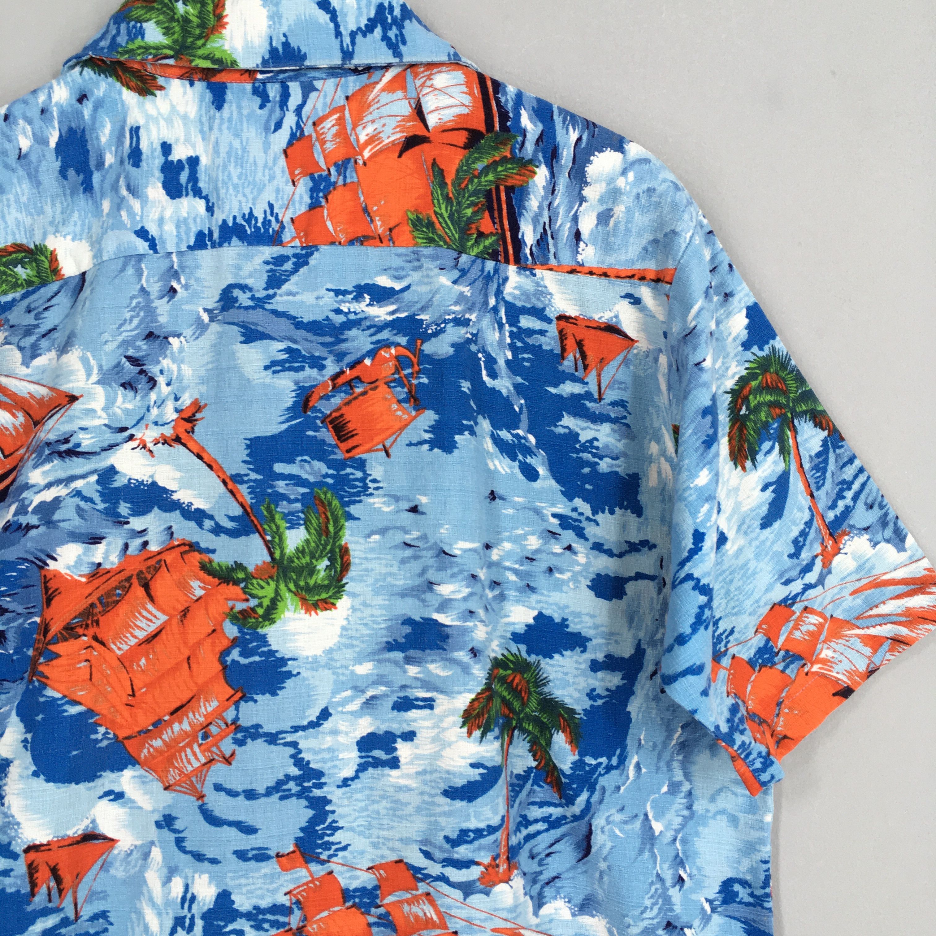 Vintage Japanese Hawaiian Sailing Beach Ocean Wave Shirt Large Size US L / EU 52-54 / 3 - 8 Thumbnail
