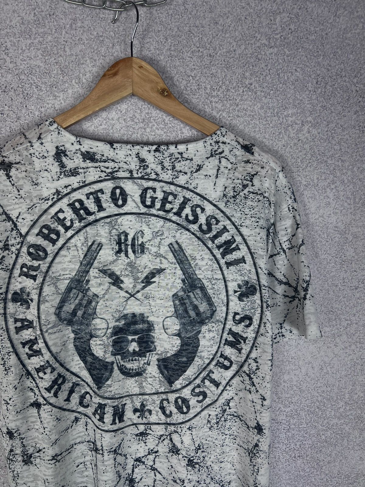 Designer Vintage Roberto Geissini American Skull T-Shirt Cowboy Tee Size US XL / EU 56 / 4 - 5 Thumbnail