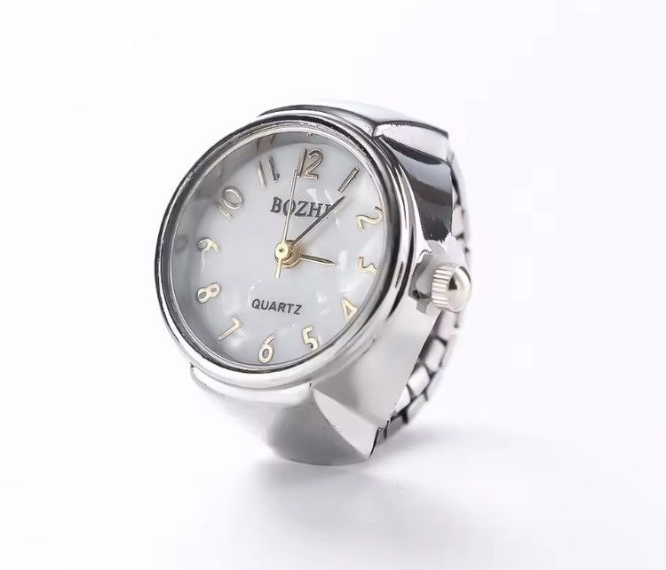 Jewelry Minimalist Gold Quartz Watch Ring - Flexible Stretch Band Size ONE SIZE - 5 Thumbnail