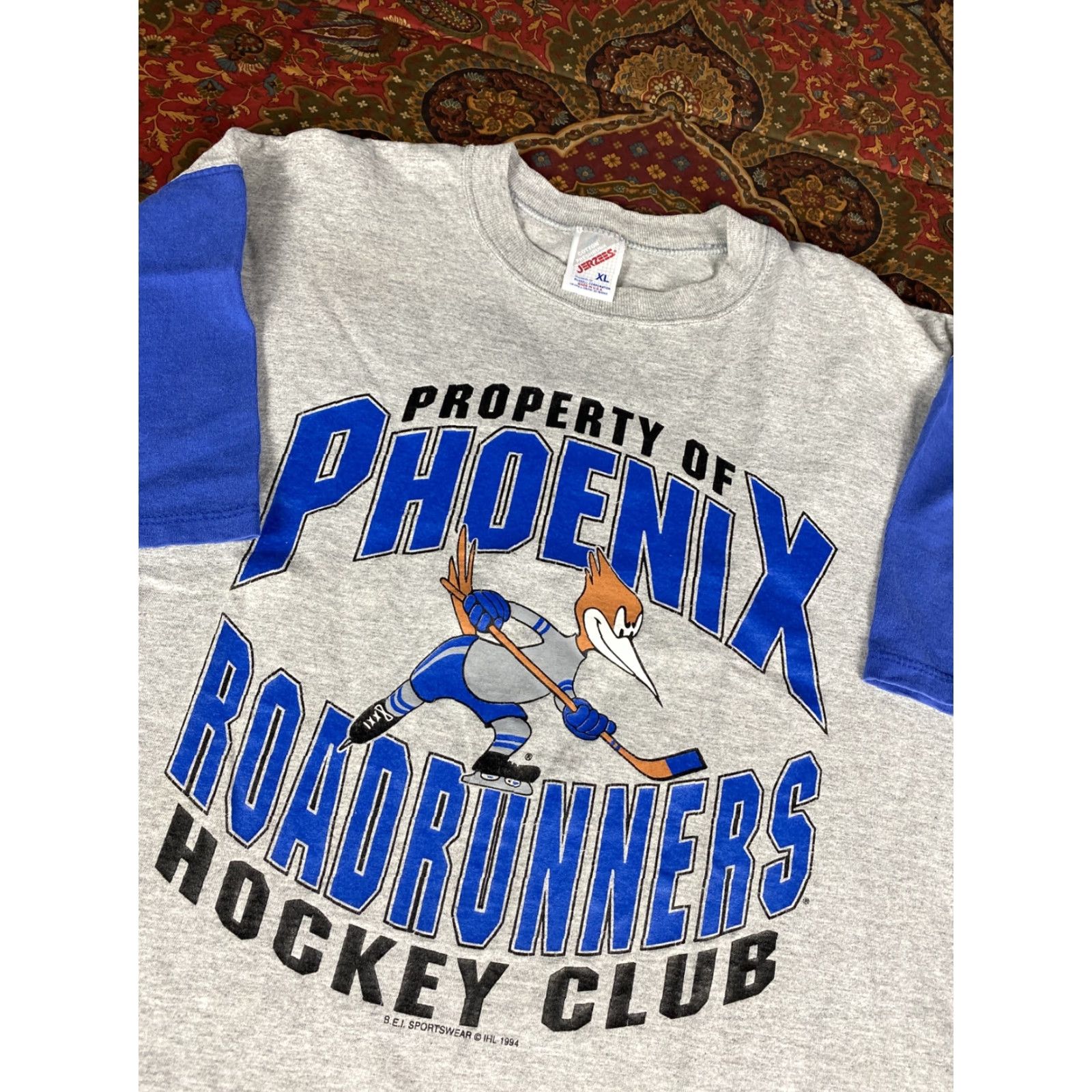 Jerzees VINTAGE Phoenix Roadrunners Hockey T-Shirt XL USA Gray 1994 Men Size US XL / EU 56 / 4 - 2 Thumbnail