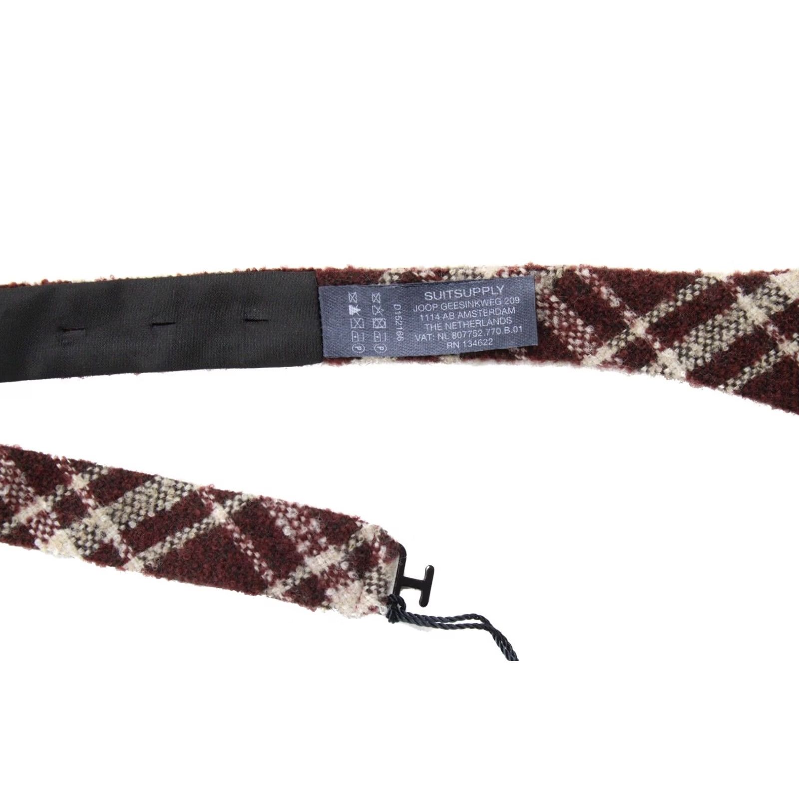 Suitsupply SUITSUPPLY Bow Tie Check Bordeaux Wool Blend Adjustable Classic Men's ONE SIZE Size ONE SIZE - 3 Thumbnail
