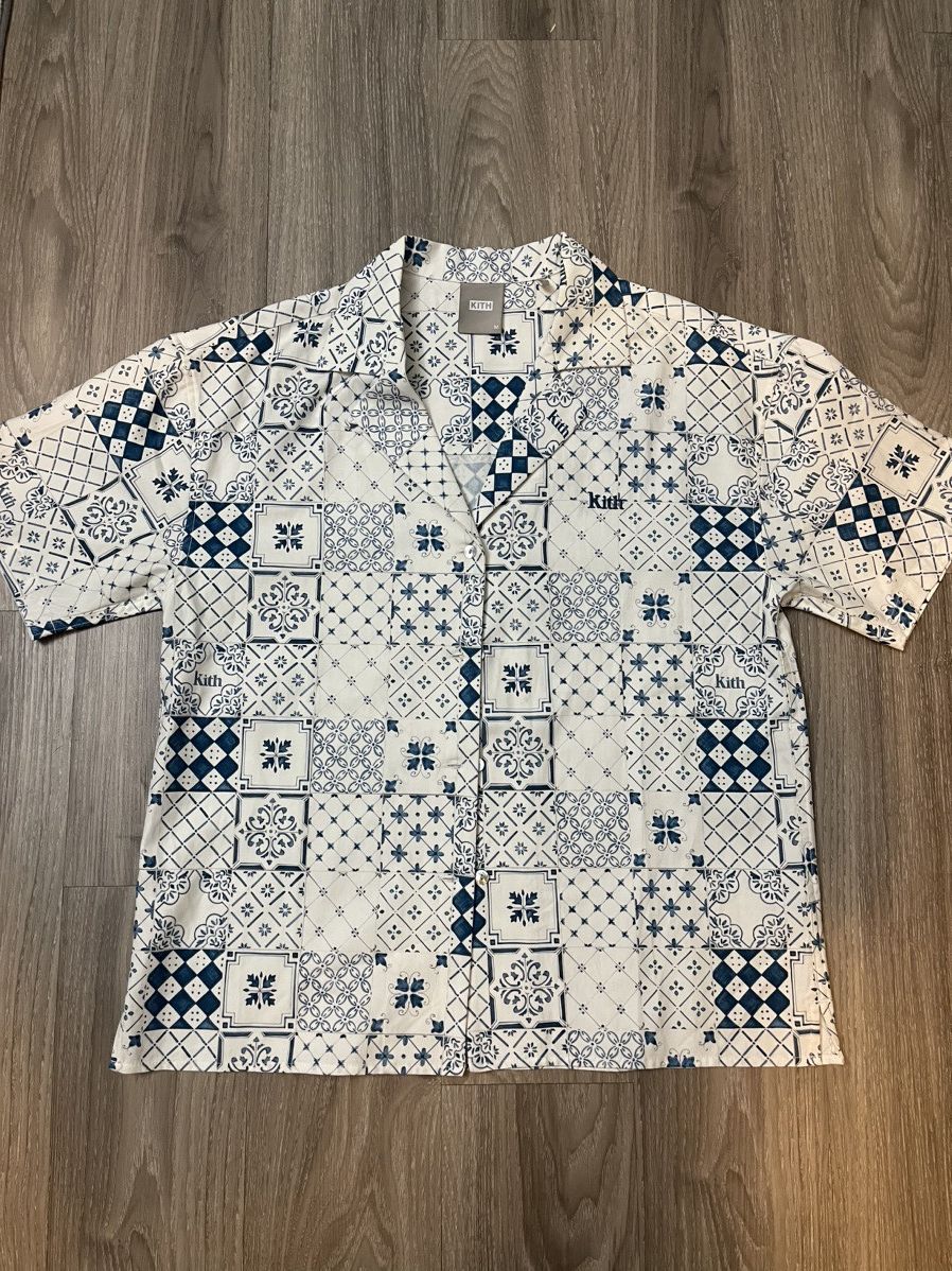 image of Kith Women Azulejo Tiles Elena Shirt in White (Size Medium)