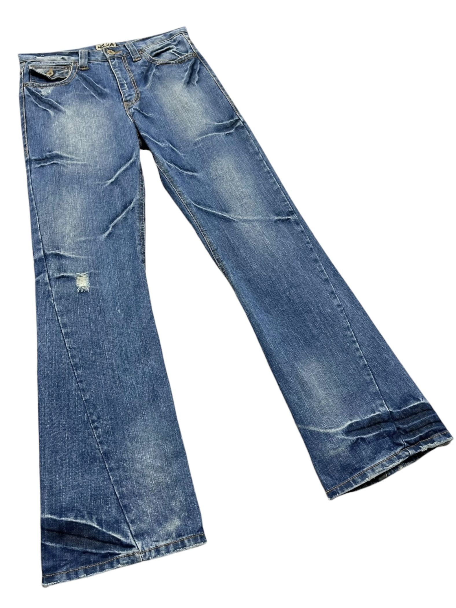 If Six Was Nine FYE🔥NYLAUS Clawmark Whisker Studded Gems Flap Flare Jeans Size US 30 / EU 46 - 9 Thumbnail