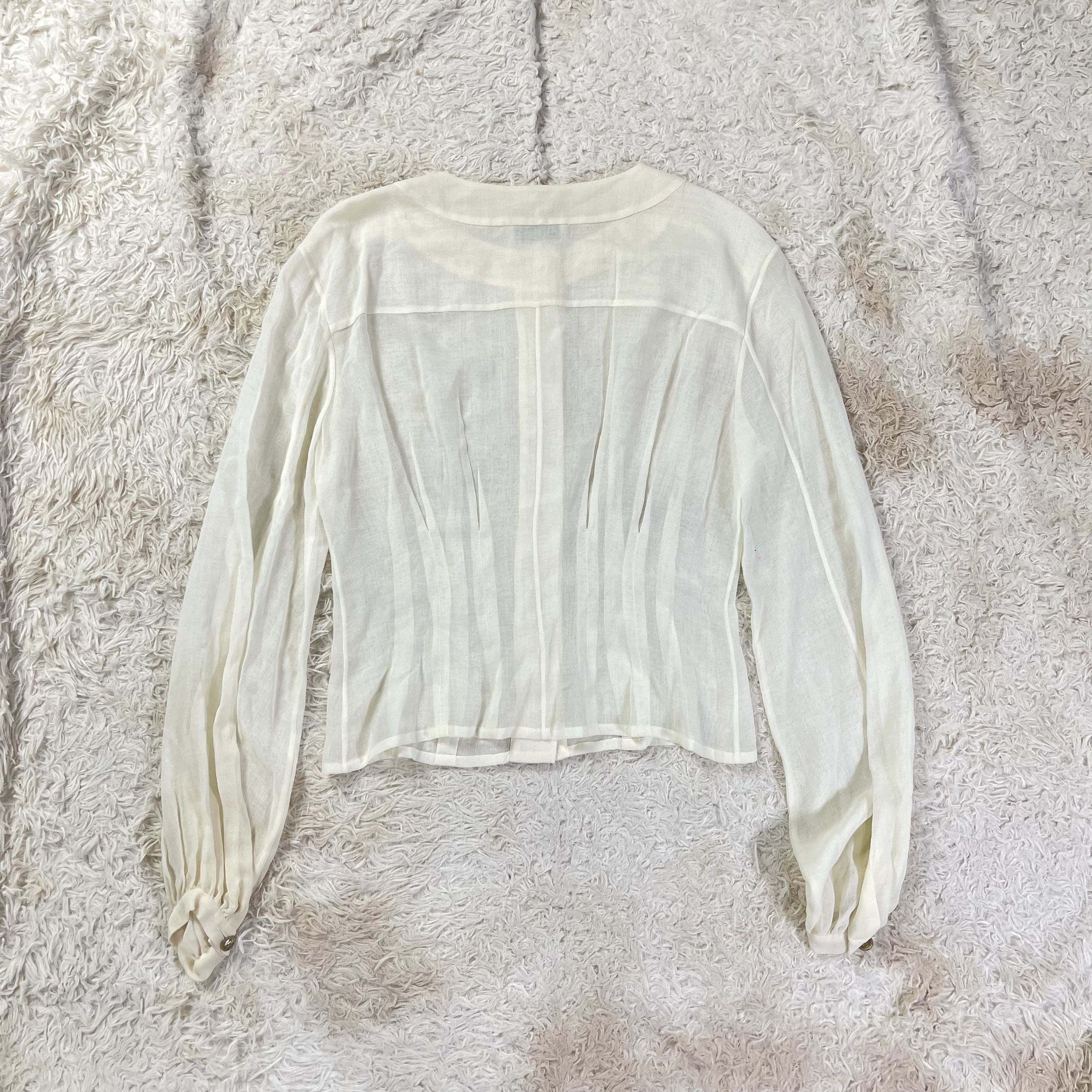 Chanel CHANEL- Long Sleeve Wool Blouse with Coco Mark Buttons Size XS / US 0-2 / IT 36-38 - 7 Thumbnail