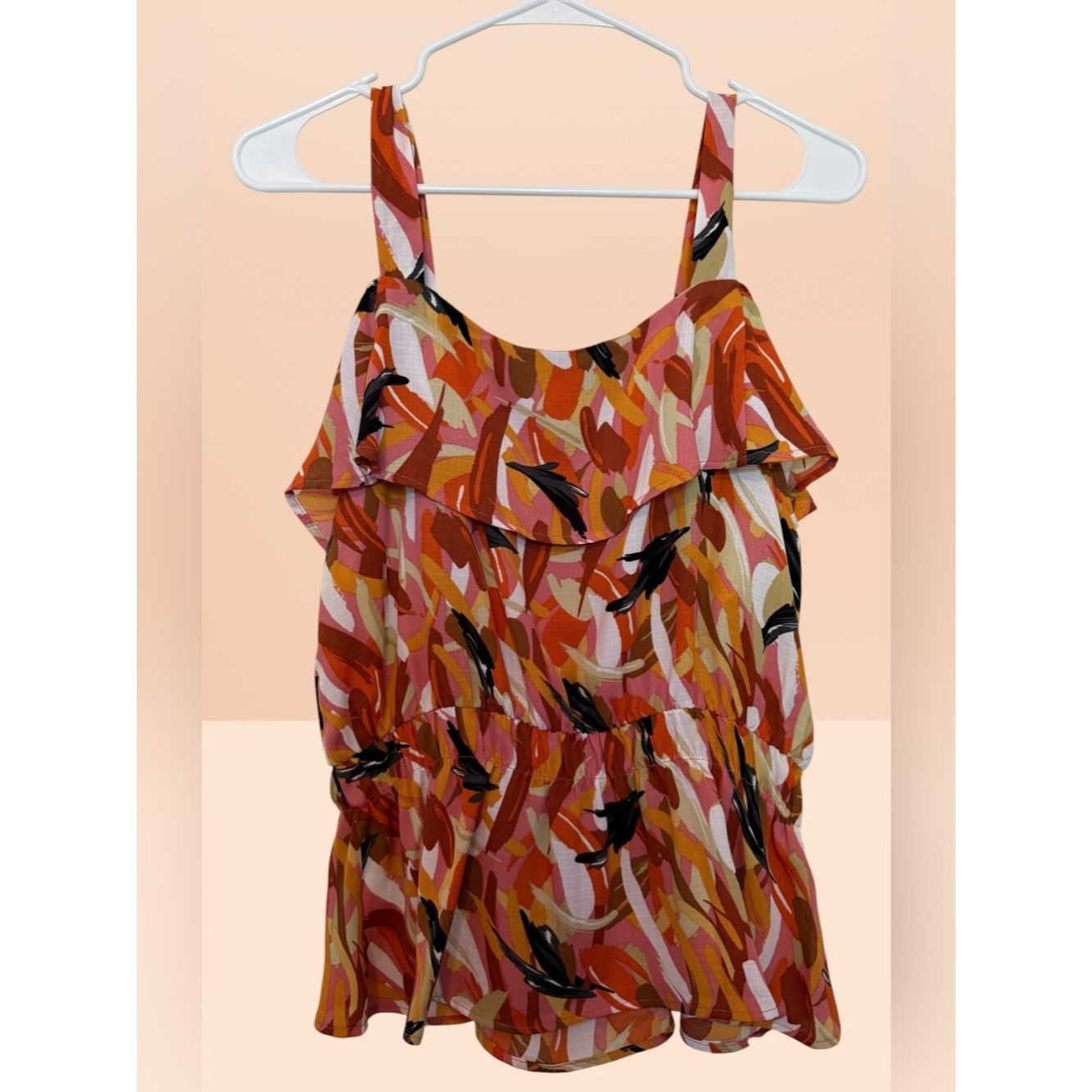 Other Sweet Rain Women's Rust Pink Orange Ruffle Camisole Size M / US 6-8 / IT 42-44 - 2 Thumbnail