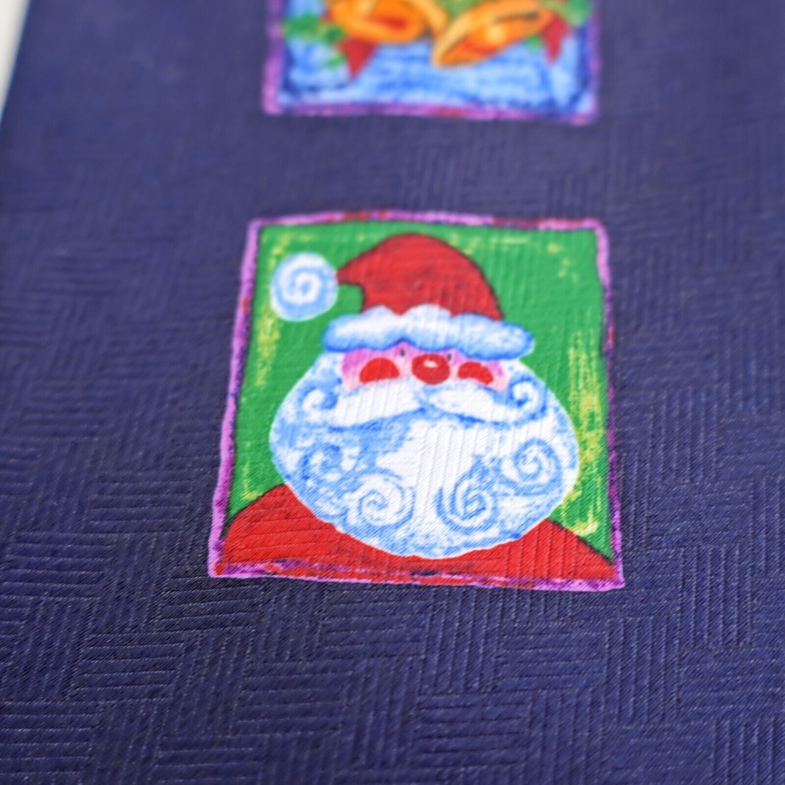 Vintage Unbranded Christmas Woven Blue Santa Snowmant Woven Polyeste Size ONE SIZE - 4 Thumbnail