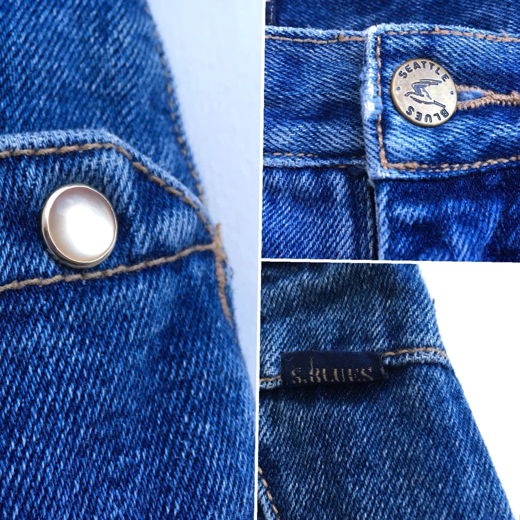 Vintage VINTAGE Seattle Blues Jeans High Waist 80s Tapered Leg Jeans, Size 15, 30.5 in Waist, 31.5 in Inseam, Blue, Denim, Juniors, Casual, Mens Girls Womens Size 36" / US 14 / IT 50 - 4 Thumbnail
