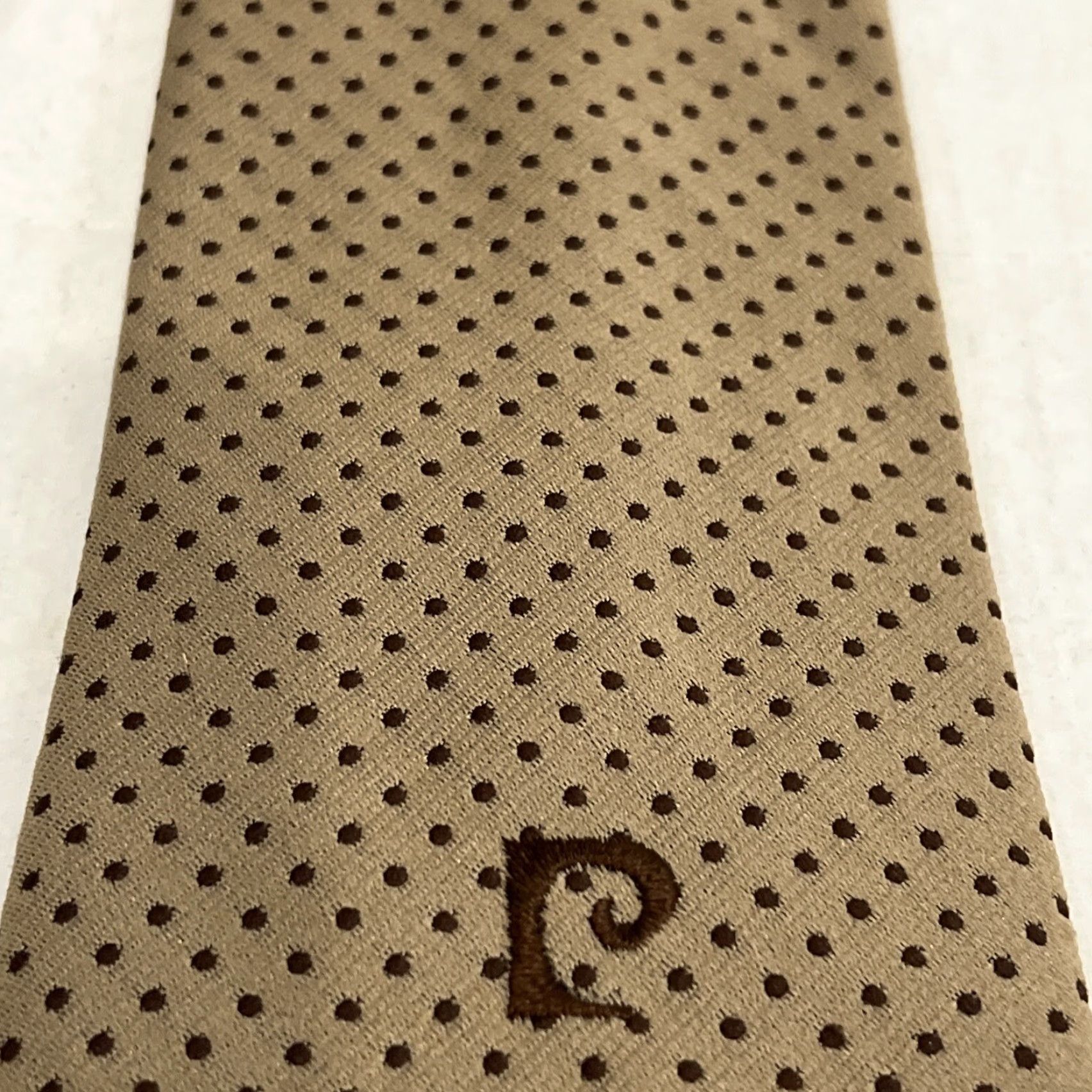 Pierre Cardin Vintage Pierre Cardin Paris NY Men Necktie Polyester Brown w/ Brown Dots Logo Size ONE SIZE - 4 Thumbnail