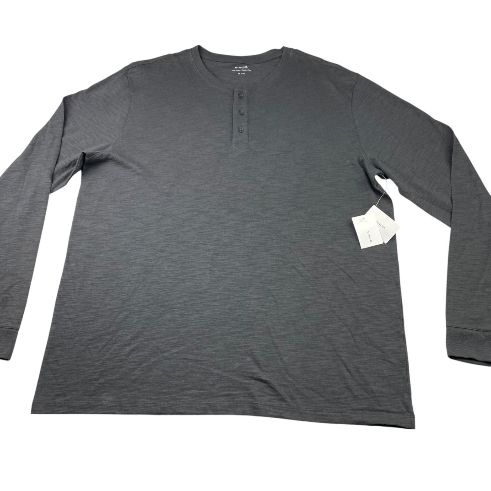 Vince NEW Vince Men's 100% Cotton L/S Henley T-Shirt Gray • XL Size US XL / EU 56 / 4 - 2 Thumbnail