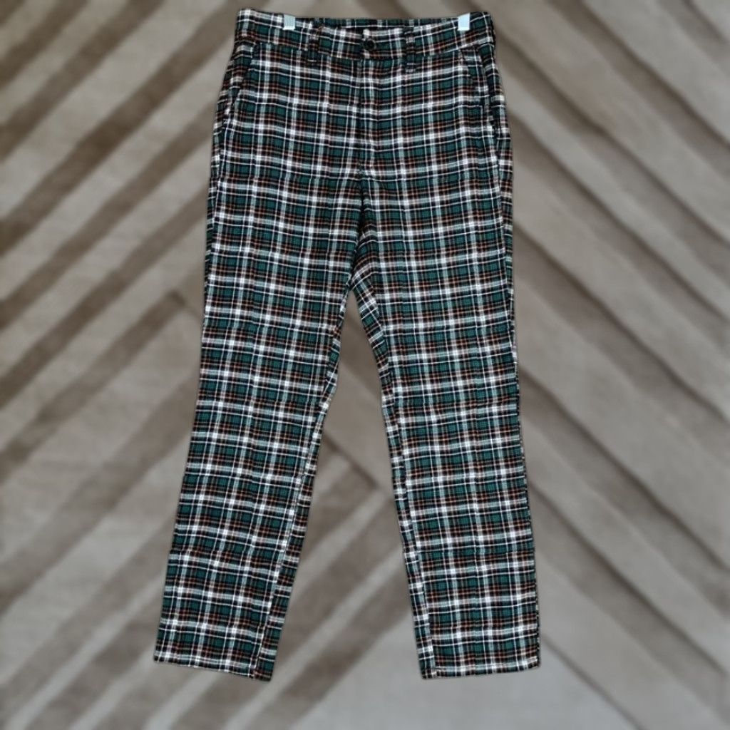 American Eagle Outfitters American Eagle Outfitters Women Pant Green Plaid Super High Rise Skinny Trousers 4 Regular Inseam 26.5 in Waist 29 in Size 27" / US 4 / IT 40 - 1 Thumbnail
