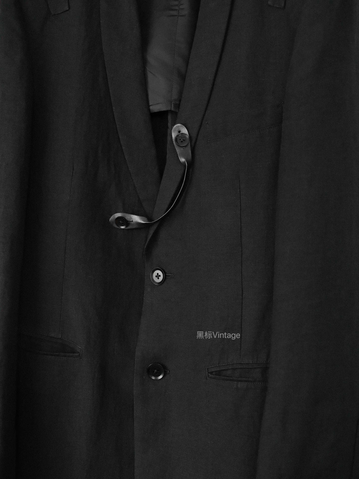 Yohji Yamamoto Yohji Yamamoto 14ss Rainy Leather Trim Linen Blazer Size US L / EU 52-54 / 3 - 5 Thumbnail
