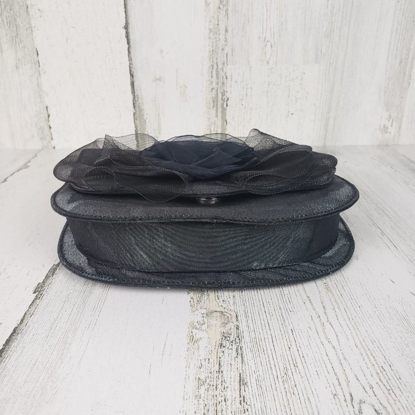 Other Black 3D Rose Flower Design Tulle Fold-Over Snap-Button Bag Size ONE SIZE - 3 Thumbnail