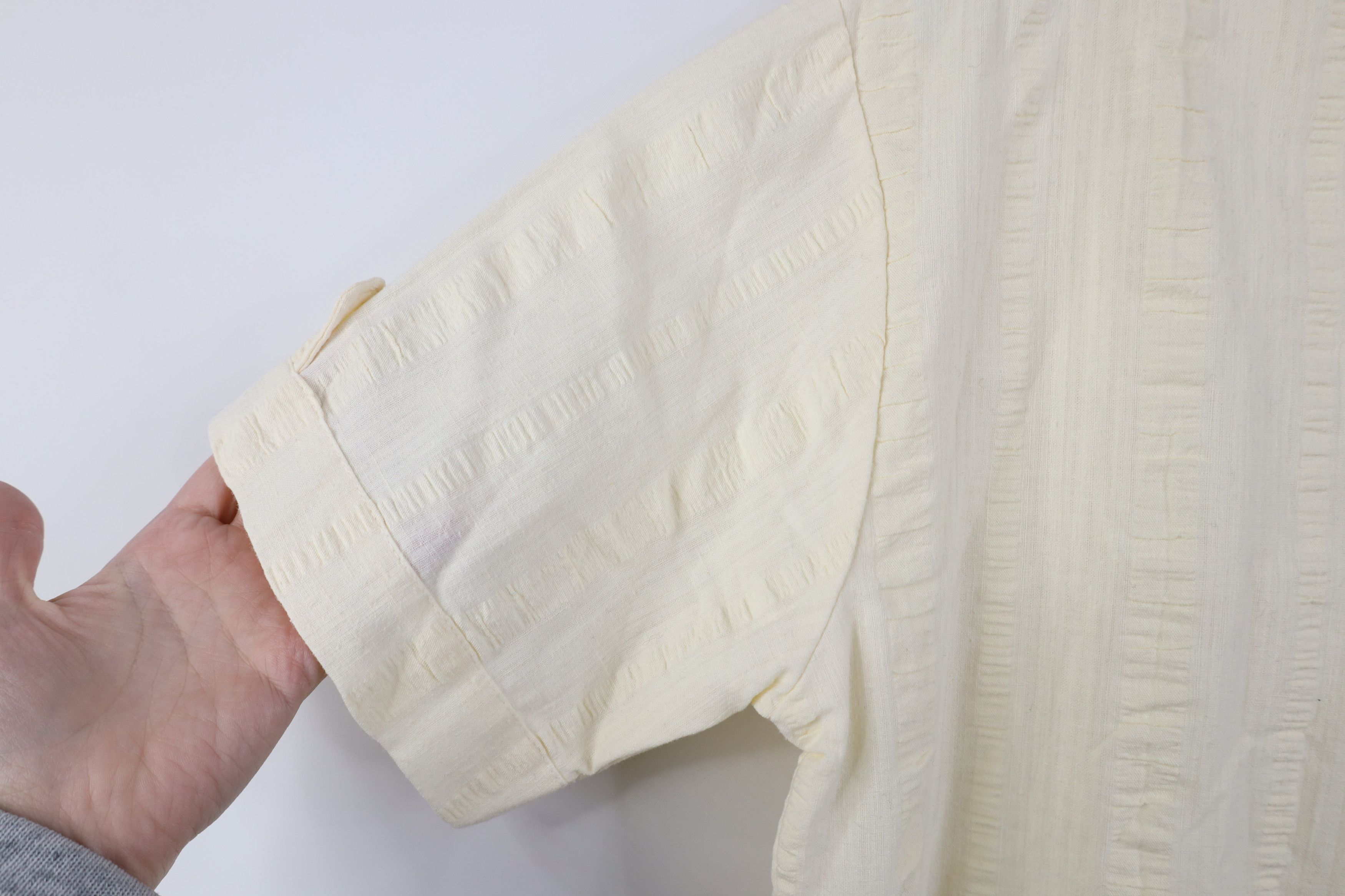 Vintage Vintage 70s Streetwear Band Collar Henley T-Shirt Cream USA Size US M / EU 48-50 / 2 - 7 Thumbnail