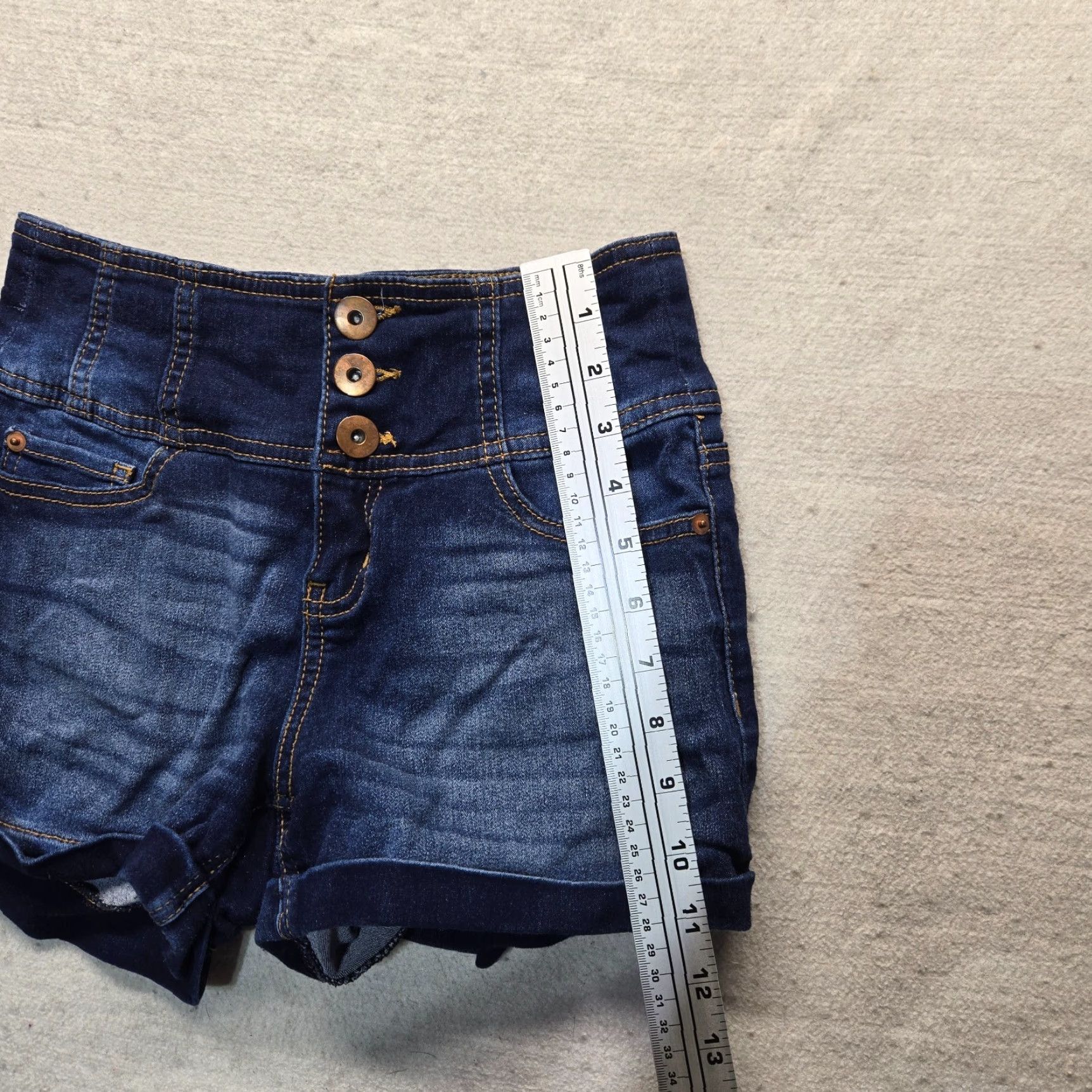 Vintage NOBO Blue Jean High Rise Button Fly Cutoff Denim Shorts Adult Women Size 5 Blues Modern Pockets Cotton Elastane Button Rise High Style Cut-Off Womens Size 27" / US 4 / IT 40 - 5 Thumbnail