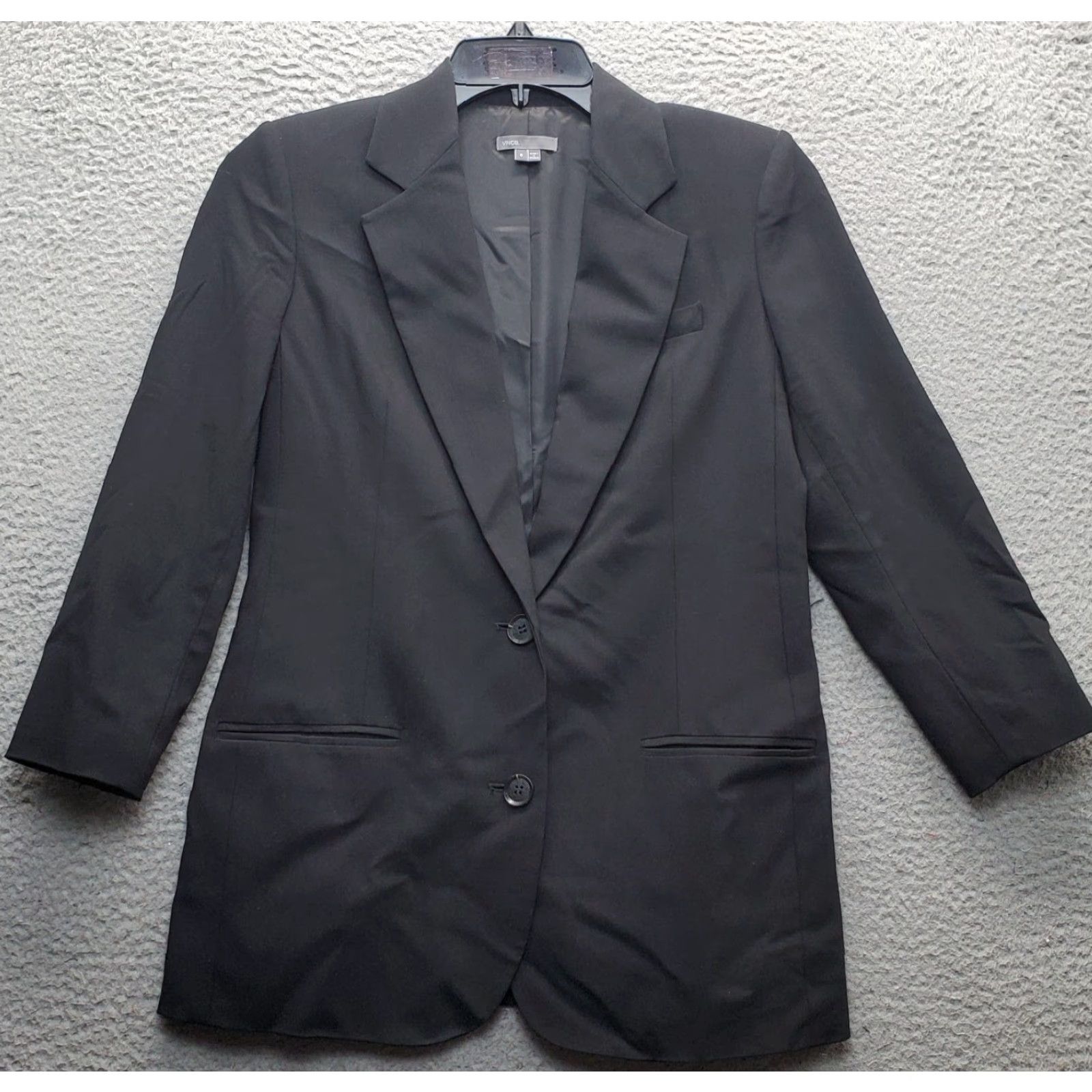 Vince Vince Womens Blazer Jacket 6 Black Notch Lapel Single Breasted Formal Oxford Shirt Dress? Size M / US 6-8 / IT 42-44 - 2 Thumbnail