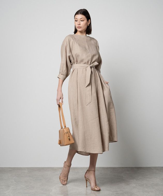 Loro Piana o1srvl11e0526 FAN6973 Mina Dress in Beige Size L / US 10 / IT 46 - 2 Thumbnail