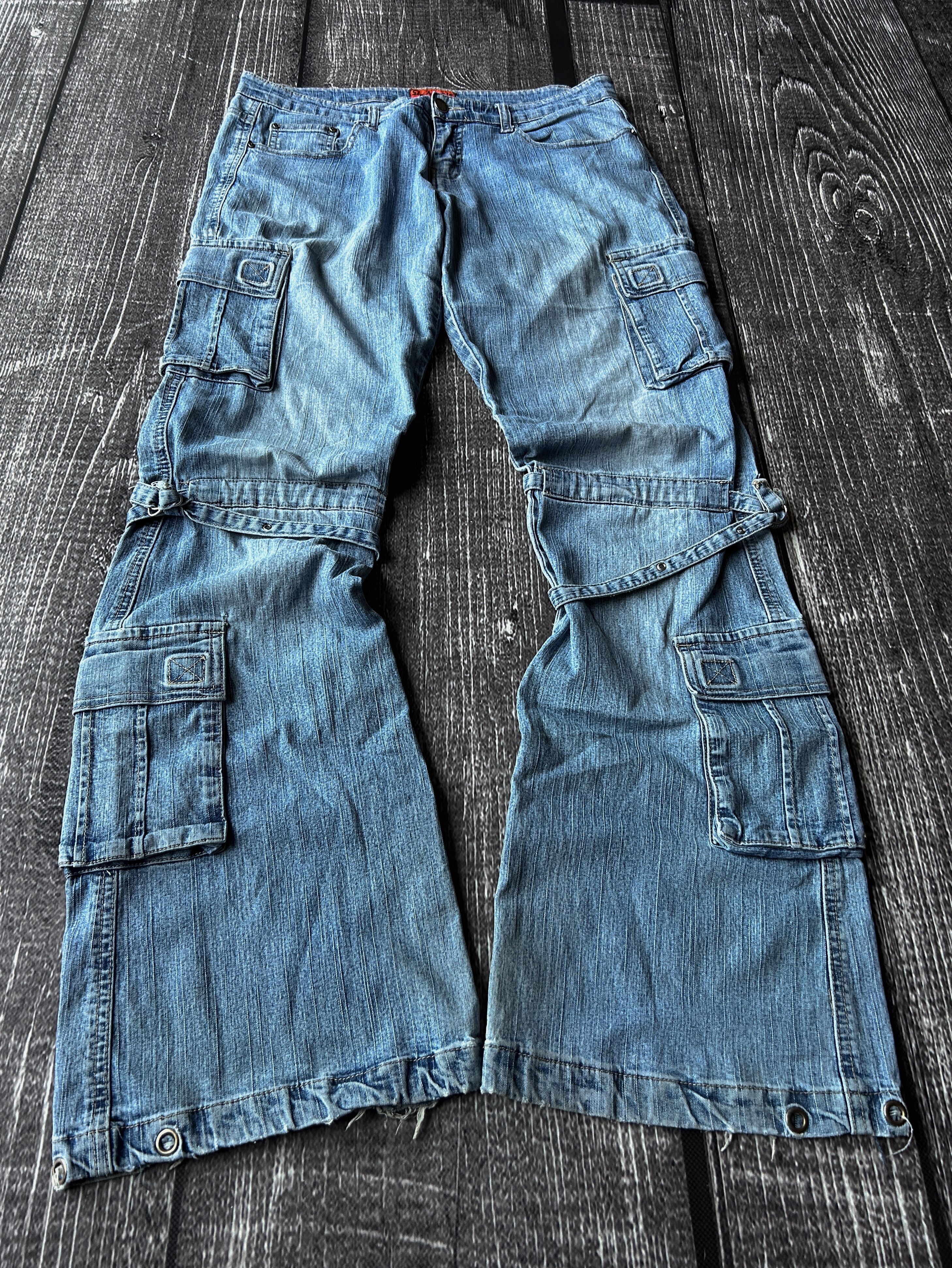 Other CRAZY VTG FLARED RICK OWENS STYLE WASHED CARGO JEANS Y2K Size US 30 / EU 46 - 1 Thumbnail