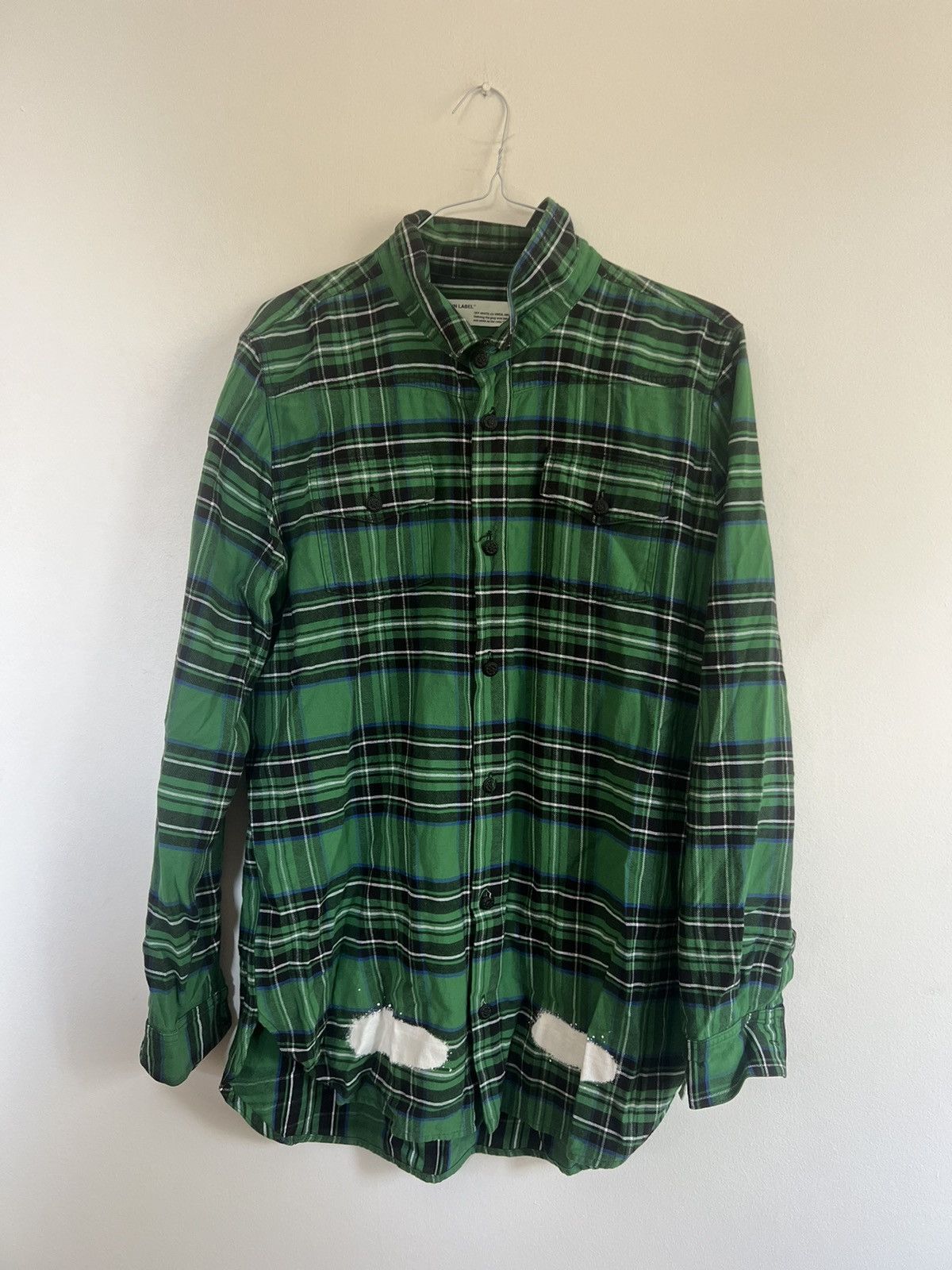 Off-White × Virgil Abloh OFF-WHITE C/O VIRGIL ABLOH GREEN PLAID SPRAY FLANNEL SIZE XL Size US XL / EU 56 / 4 - 6 Thumbnail