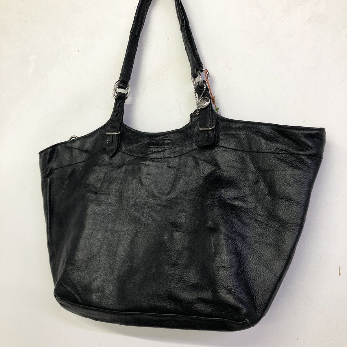 Coach Vintage Coach Pebbled Leather Black Tote Travel Bag Size ONE SIZE - 4 Thumbnail