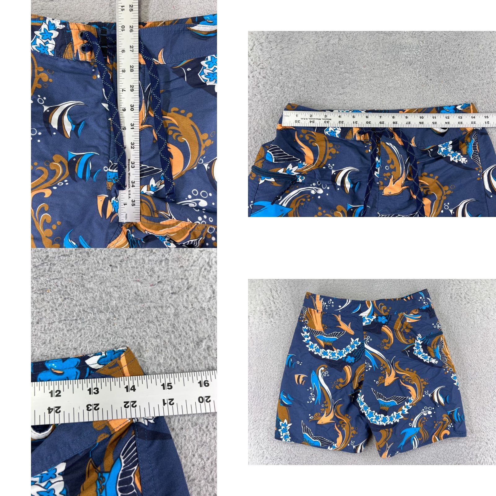 Patagonia Patagonia Men Bottom Trunks 29 Blue Floral Hawaiian Tropical Fish Nylon Swim Surf Size US 29 - 8 Thumbnail