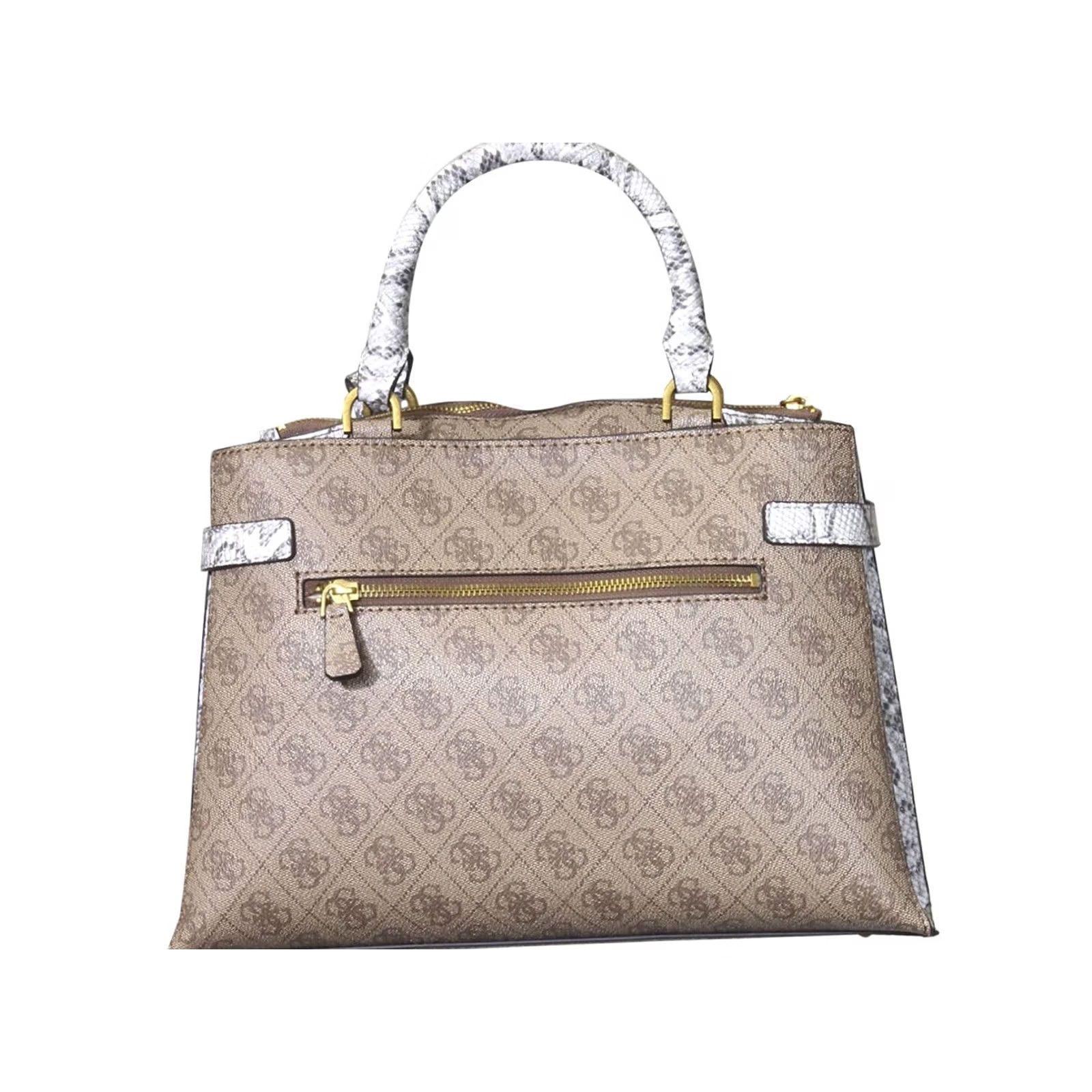 Guess Guess Women's Zadie-Logo Shoulder Handbag Latte Logo Python Size ONE SIZE - 3 Thumbnail