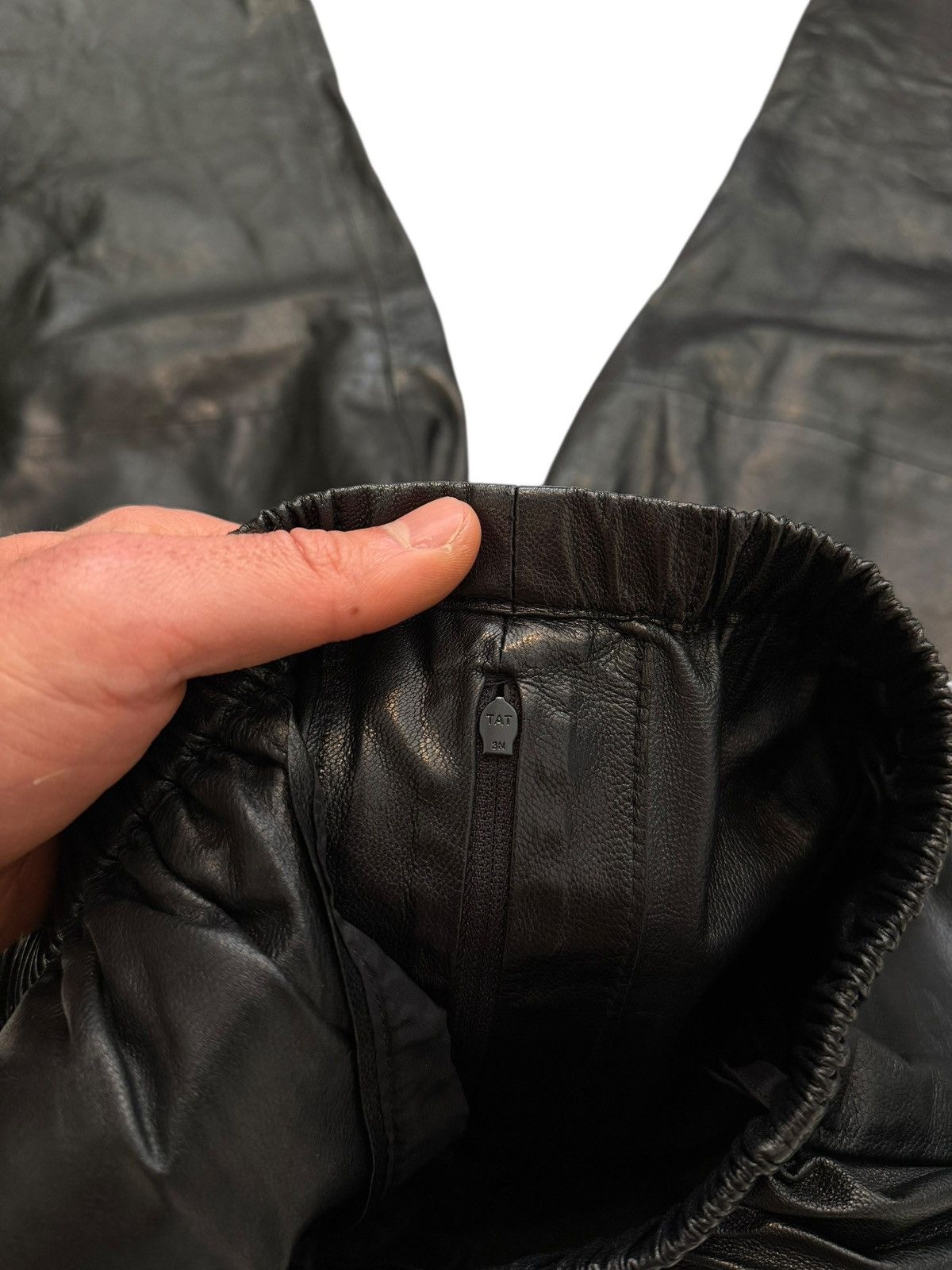 Prada $6000 2022 Triangle Patch Goat Leather Baggy Pants Size US 30 / EU 46 - 20 Thumbnail