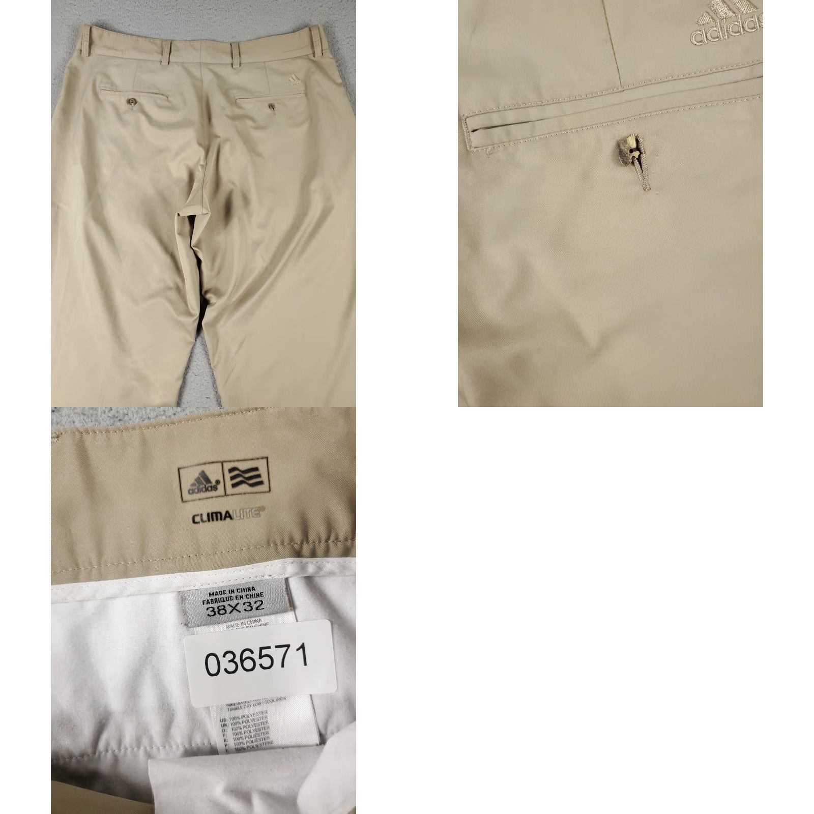 Adidas Adidas Chino Pants Mens 38x32 Beige Flat Front Stretch Trousers Size US 38 / EU 54 - 8 Thumbnail