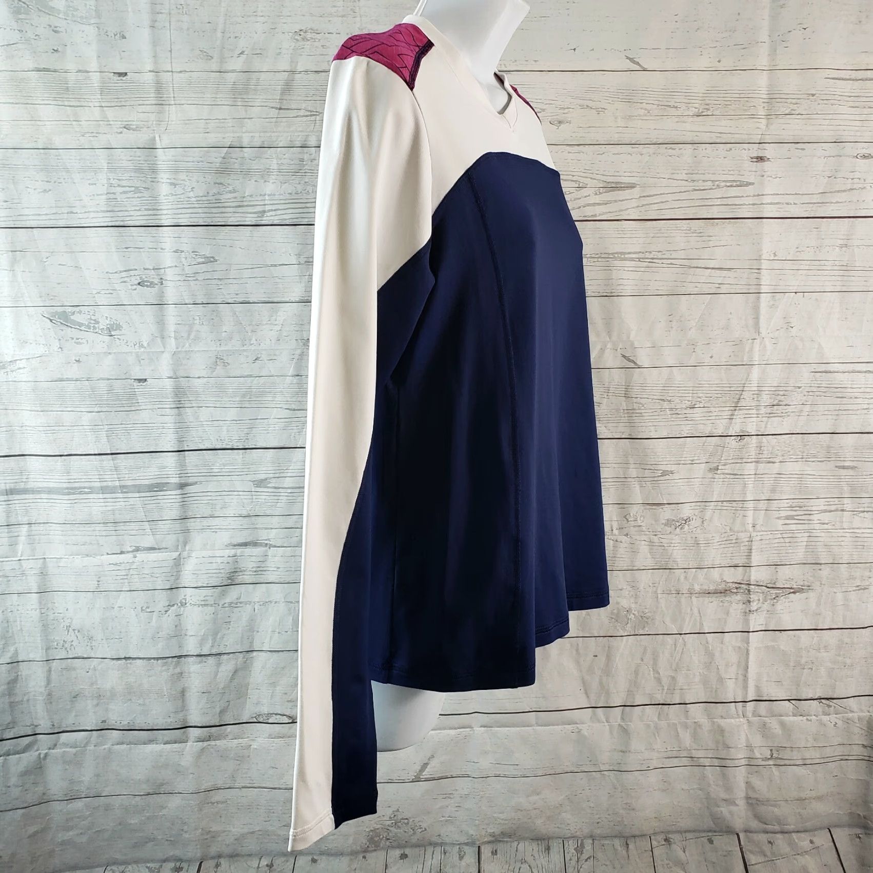 Vintage Sofibella Womens Long Sleeve Athletic Top Sz Medium Blue White Size M / US 6-8 / IT 42-44 - 3 Thumbnail