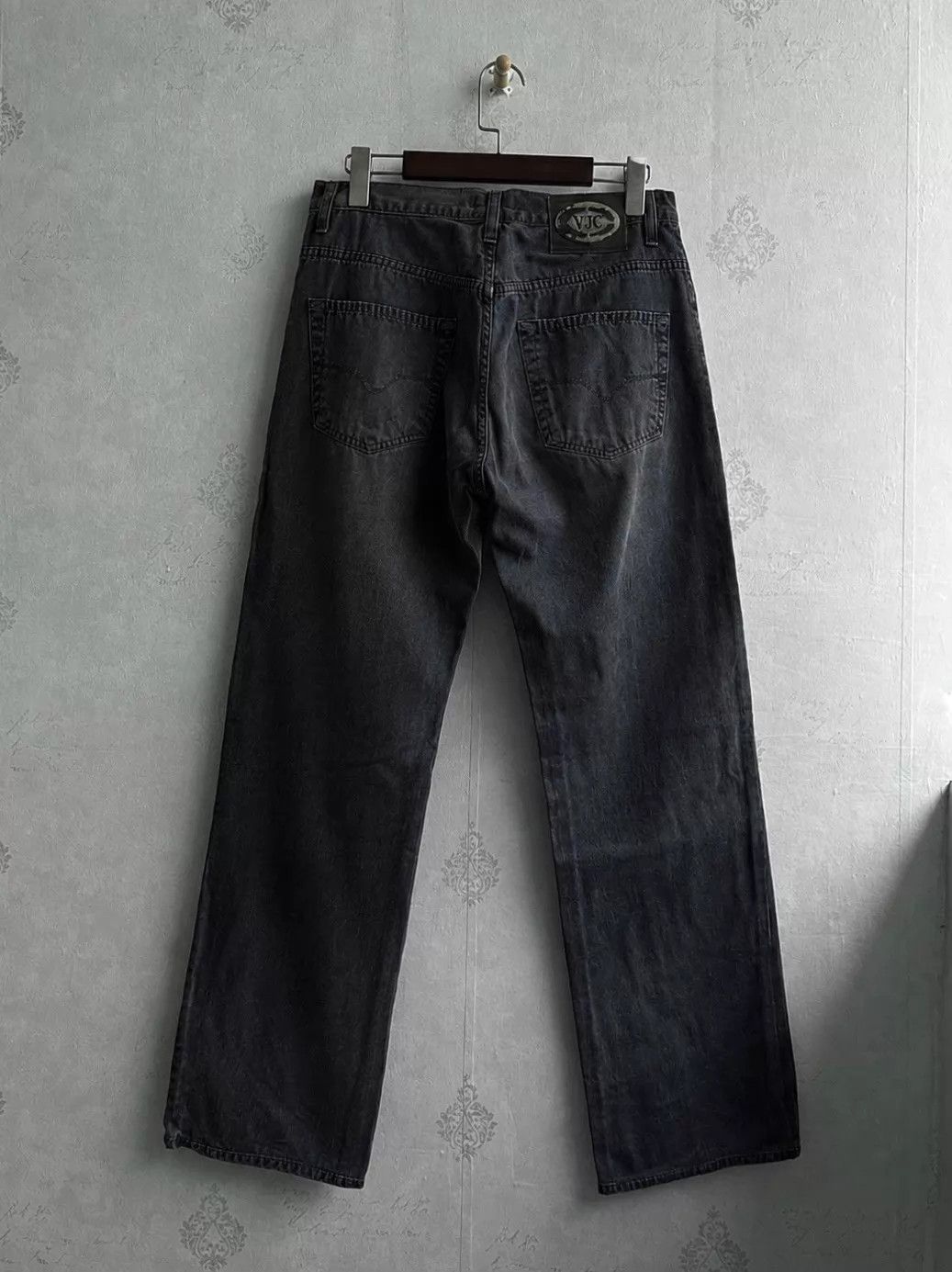 Versace Versace 00s Gray-Blue Washed Distressed Pants Size US 34 / EU 50 - 2 Thumbnail
