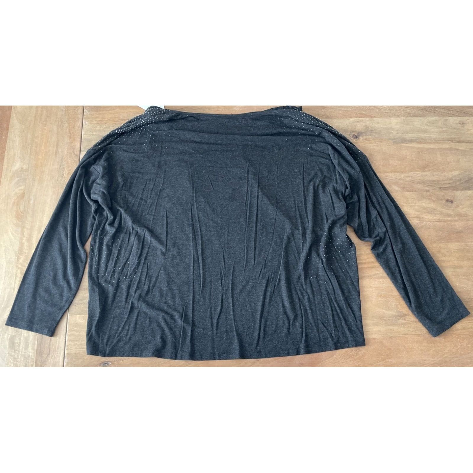 Eileen Fisher Eileen Fisher Beaded Drape Neck Tunic Longsleeve Womens 2XL Gray Pullover Cardigan/Sweater Size XXL / US 16-18 / IT 52-54 - 2 Thumbnail