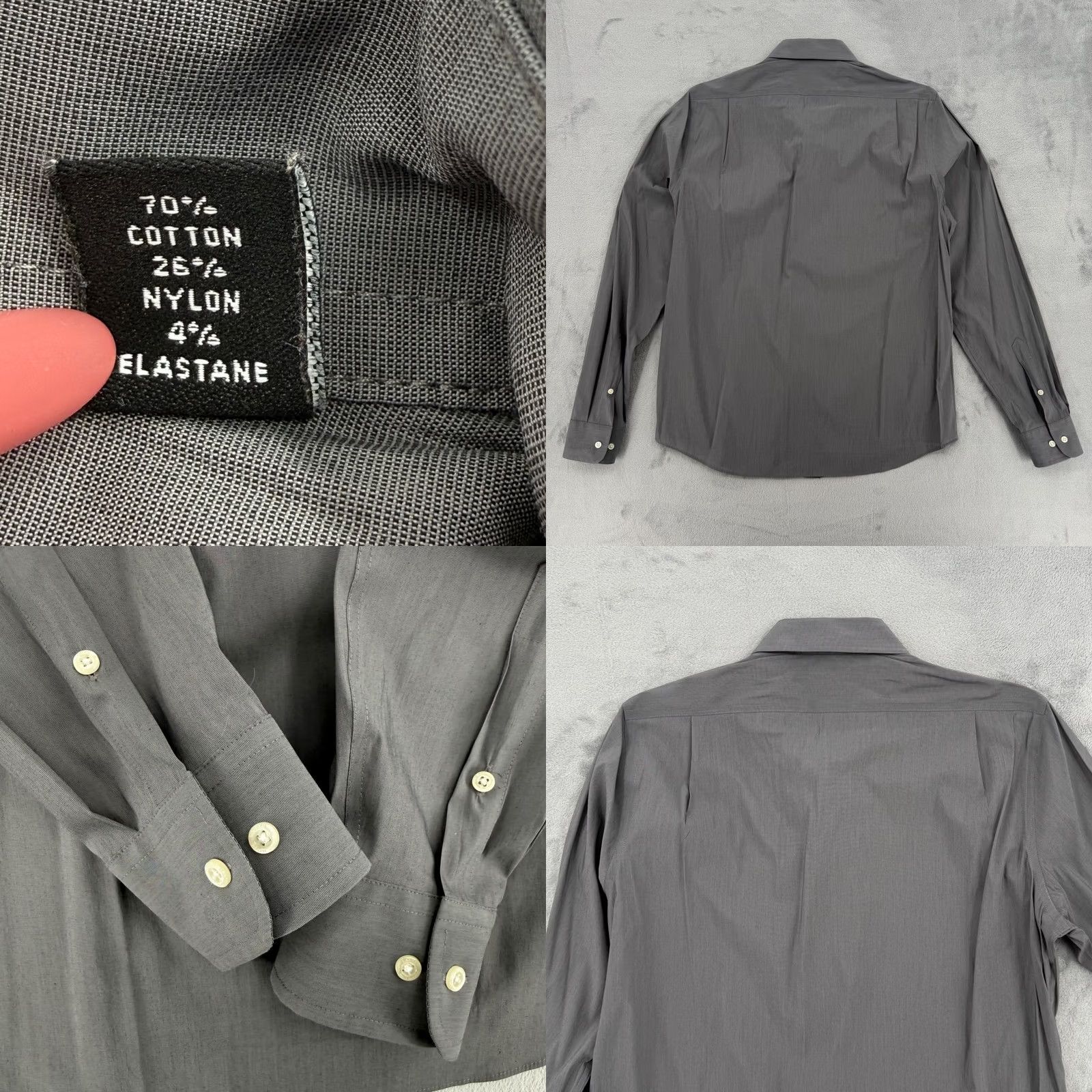 Ralph Lauren Lauren Ralph Lauren Mens Gray Performance Stretch Slim Fit Dress Shirt Large Size 42R - 8 Thumbnail