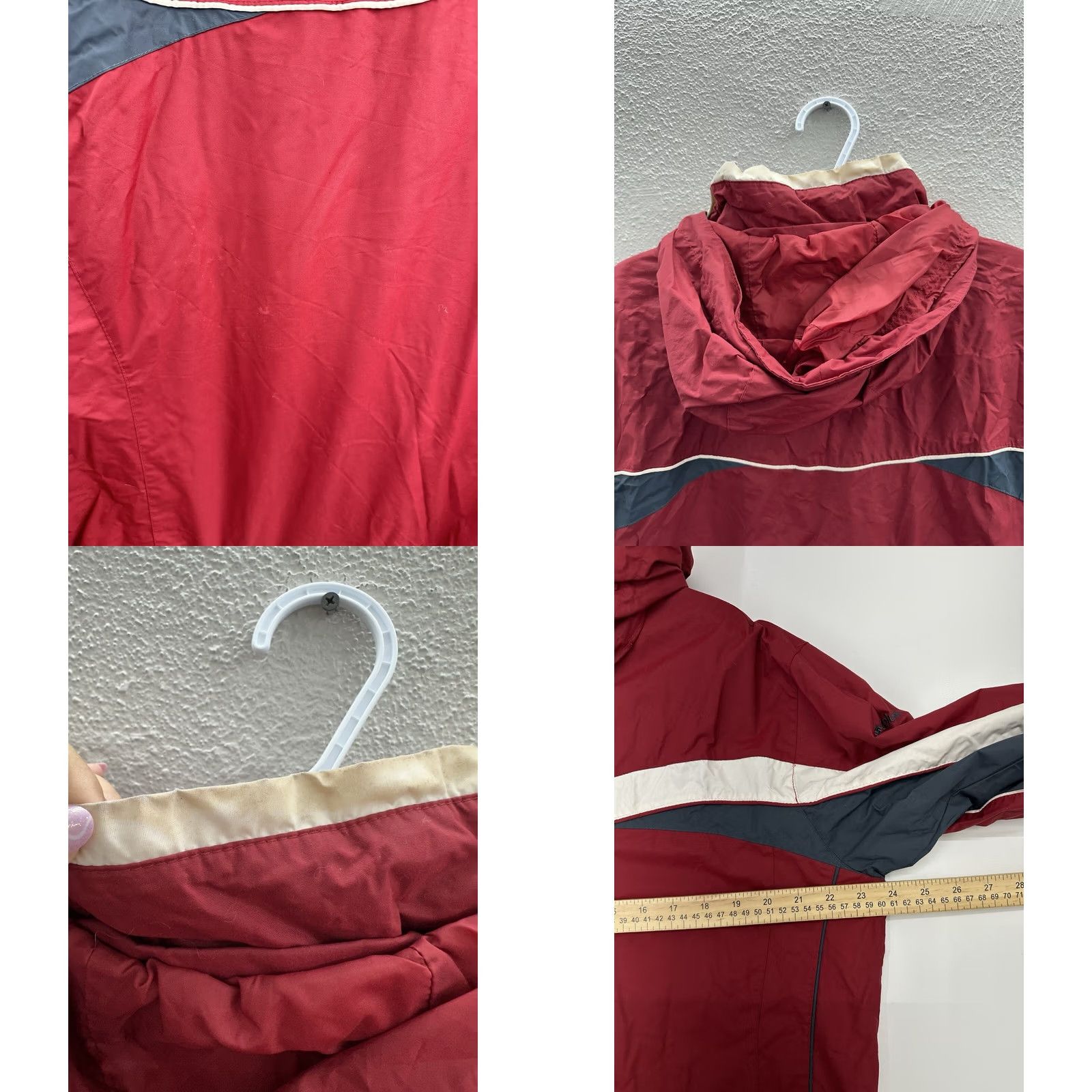 Rains Columbia Womens Rain Jacket XL Red Hooded Water Resistant Zip Up Interchange All Seasons Pockets Light 90s Classic Jacket Size XL / US 12-14 / IT 48-50 - 9 Thumbnail