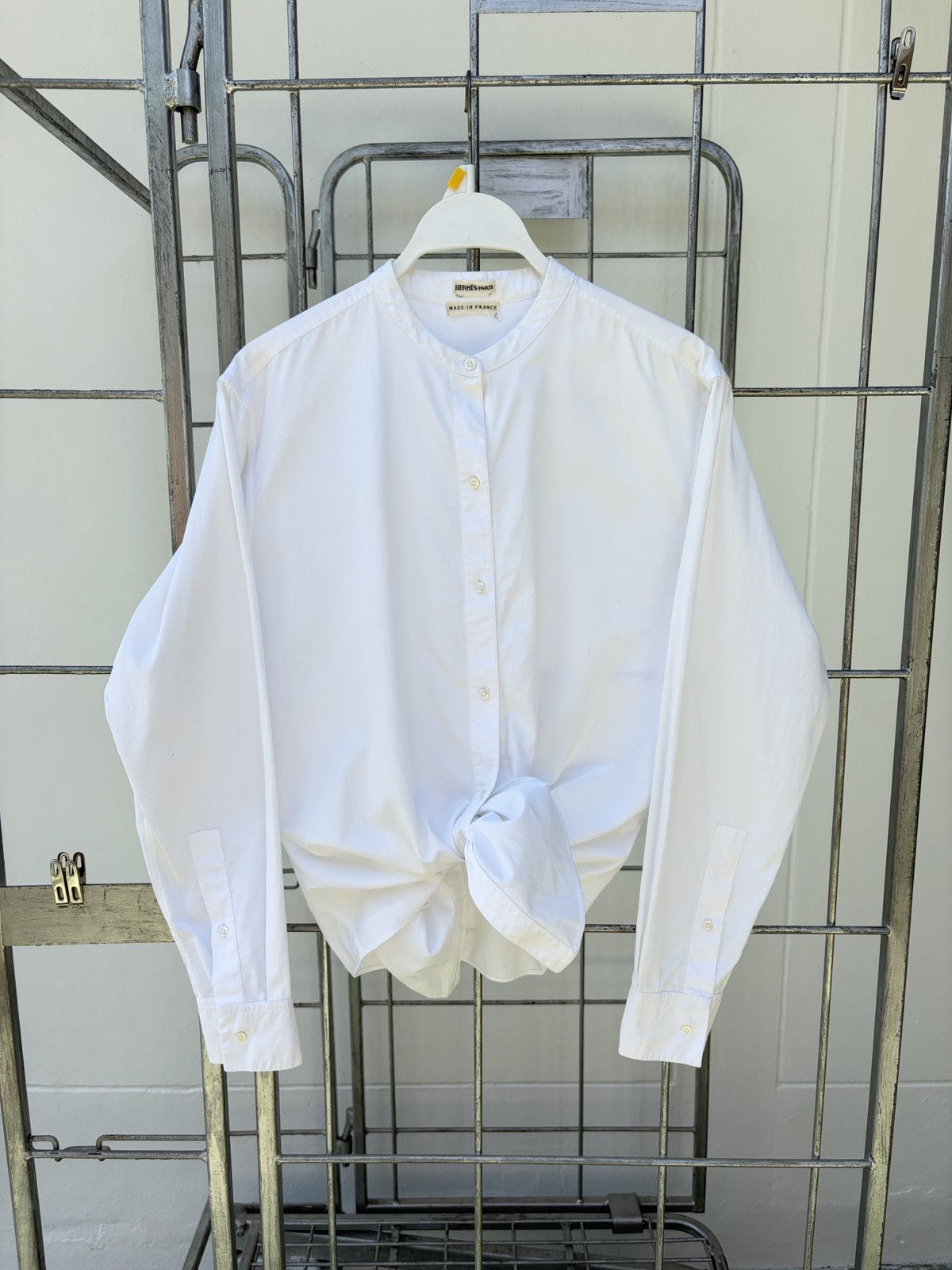 Hermes by Martin Margiela tie-front style band collar shirt