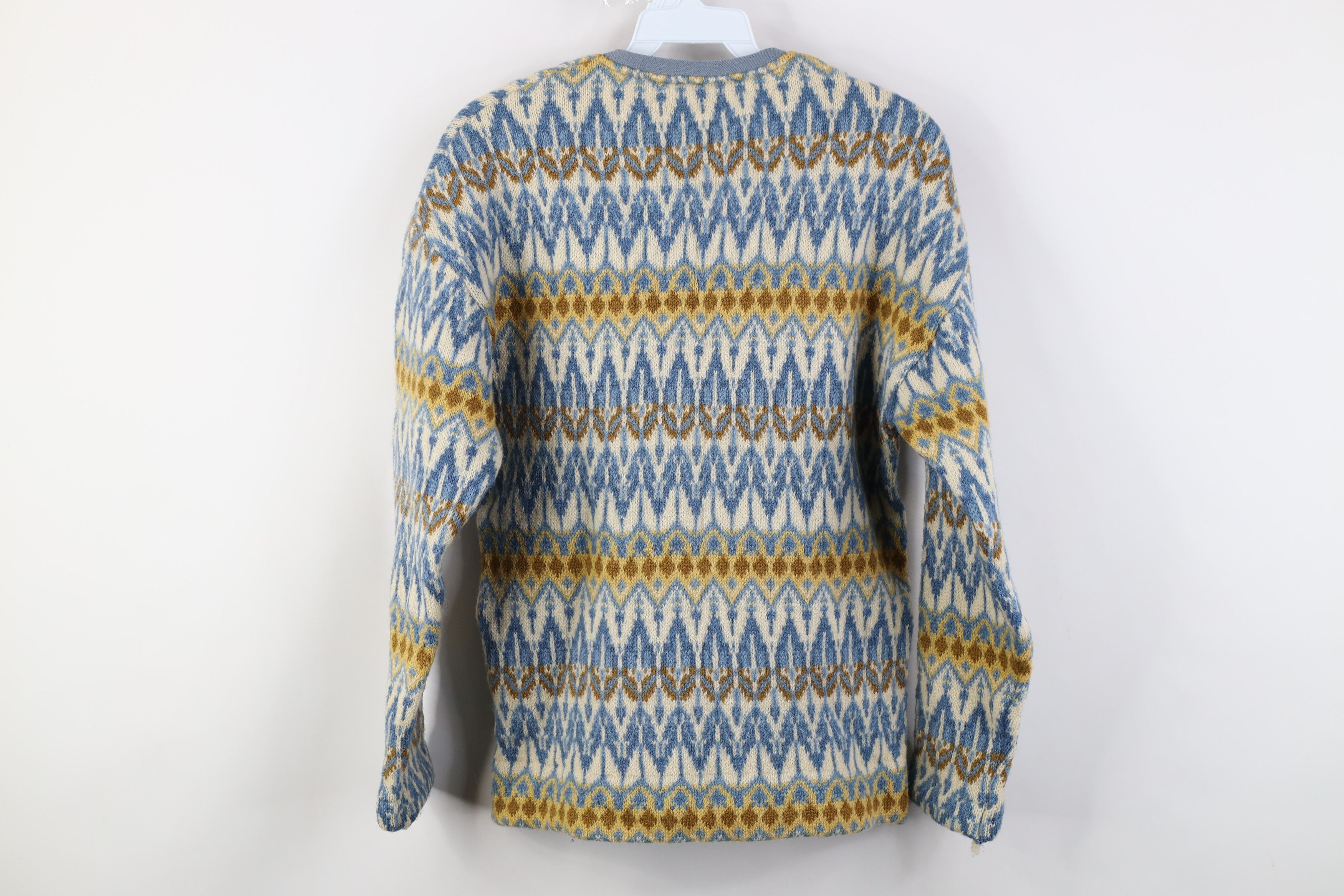 Vintage Vintage 50s 60s Fair Isle Knit V-Neck Sweater Iceland Size L / US 10 / IT 46 - 8 Thumbnail