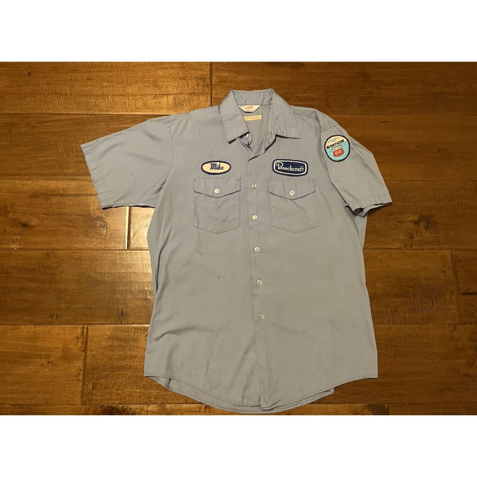 Vintage VINTAGE Beechcraft Aviation Phillips 66 Mechanic Uniform Shirt Mens Blue 16-16.5 L Men Size US L / EU 52-54 / 3 - 2 Thumbnail
