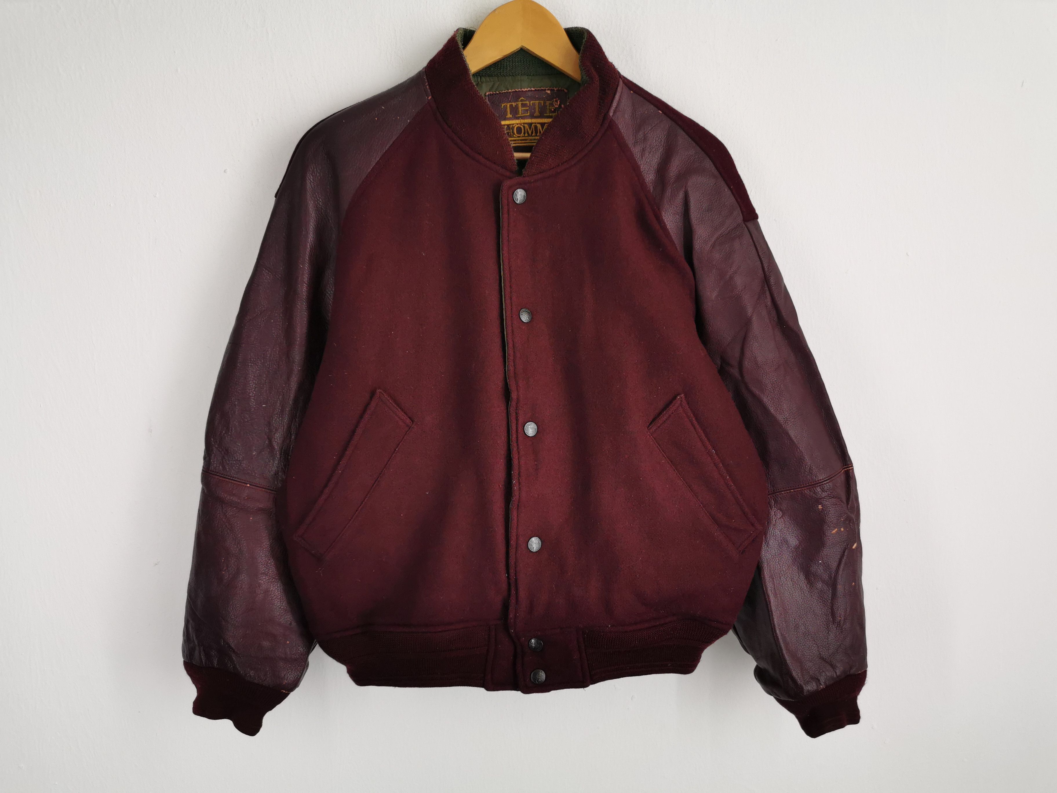 Tete Homme Vintage 90's Tete Homme Issey Miyake Wool Varsity Size US L / EU 52-54 / 3 - 1 Thumbnail
