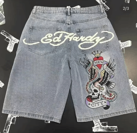 Ed Hardy × Japanese Brand CUSTOM Ed Hardy Jean Shorts Size US 34 / EU 50 - 2 Thumbnail