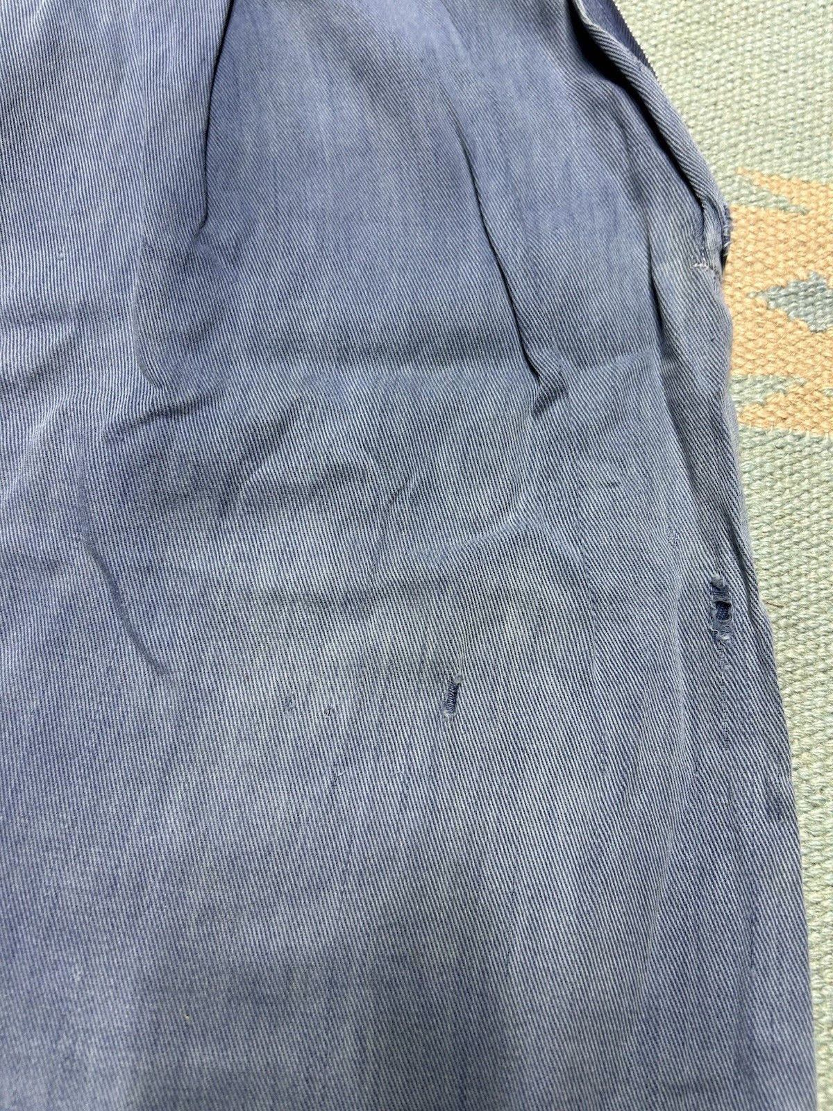 Vintage 1950s side zip pants pedal push farm worn repaired gabardine Size 31" - 9 Thumbnail