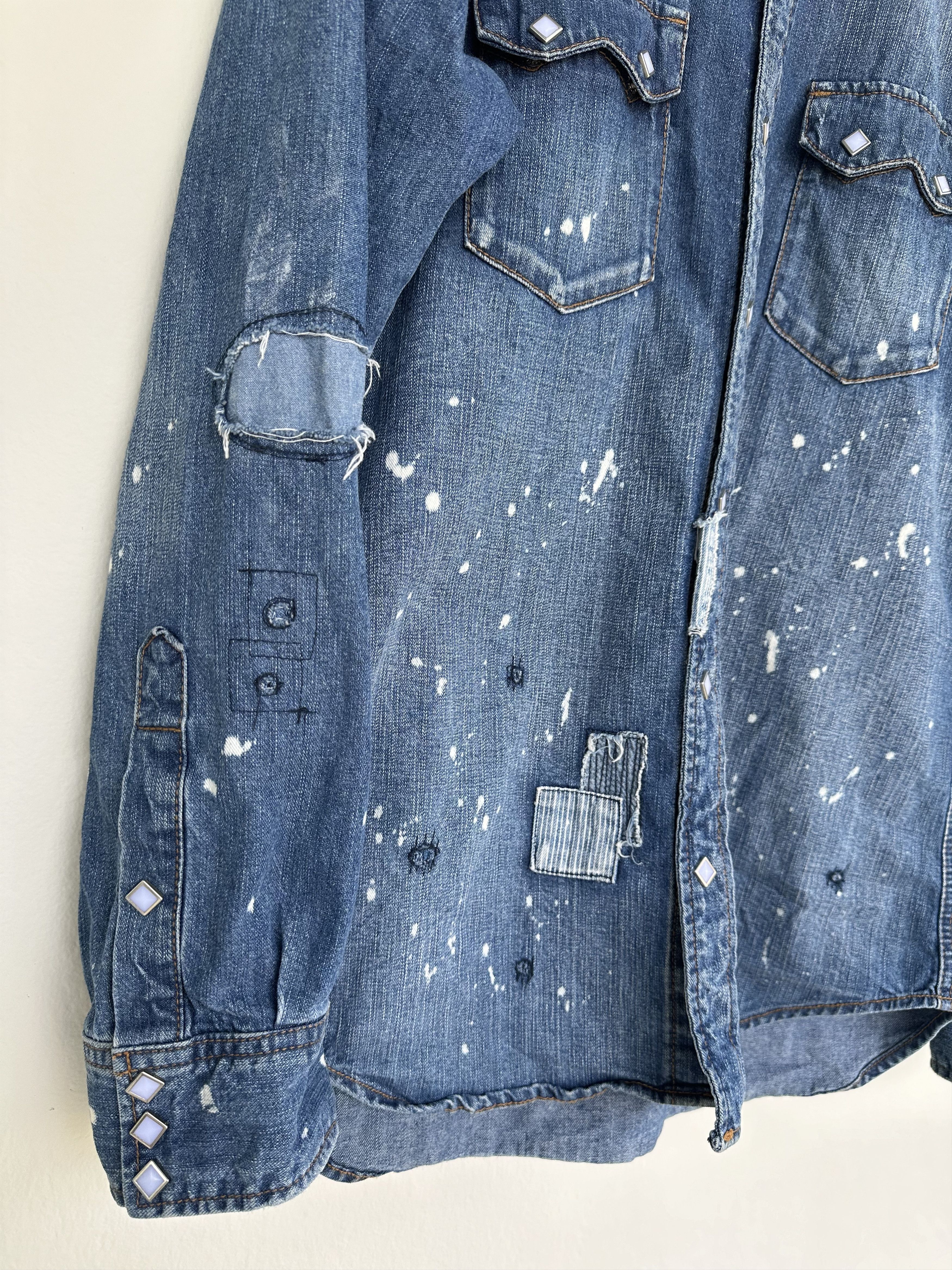 Takeo Kikuchi Vintage TK Paint Splatter Patchwork Western Shirt Size US L / EU 52-54 / 3 - 9 Thumbnail