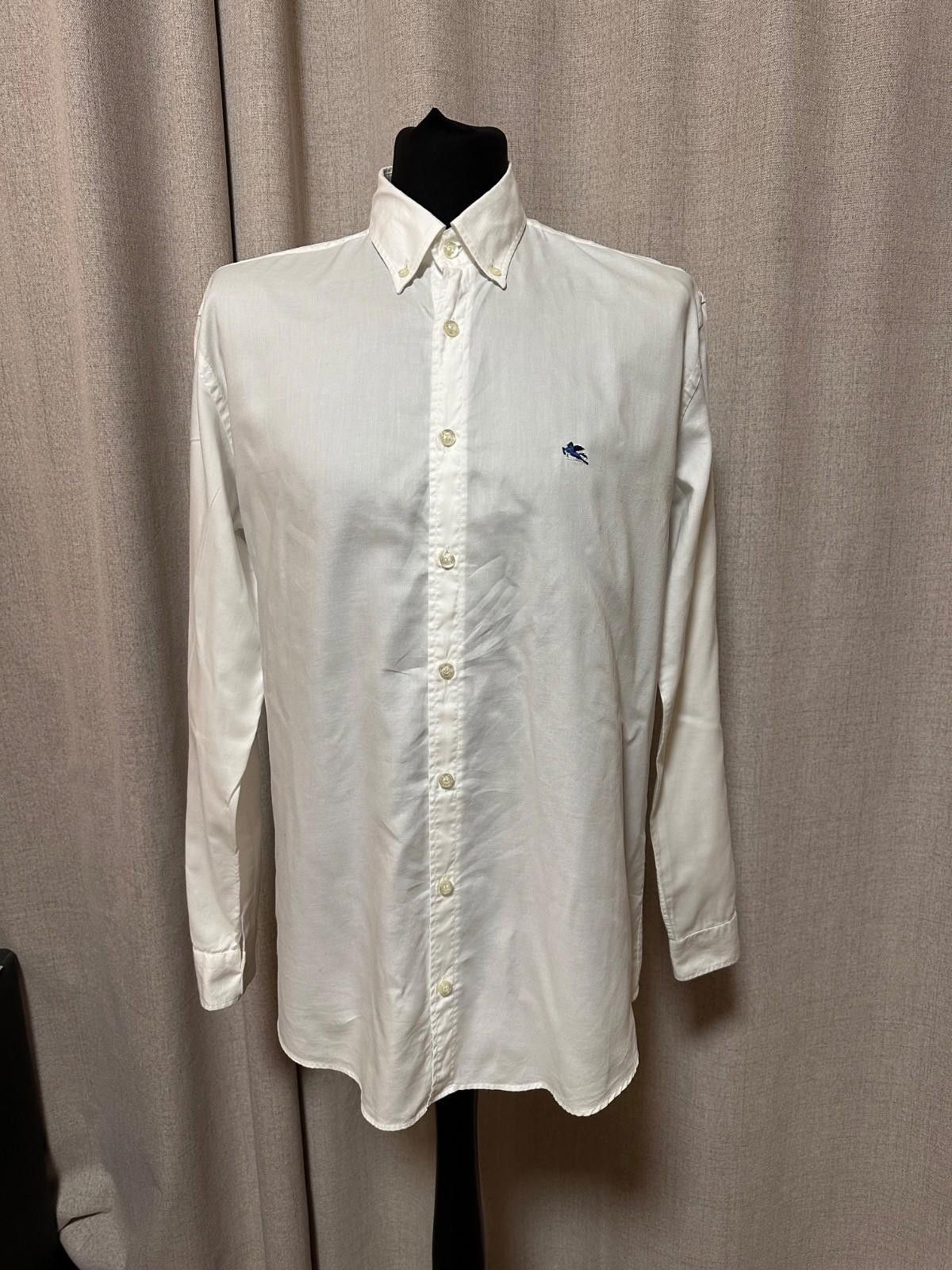 Etro Etro Mens Dress Shirt White Logo Sz 43 Size 42R - 1 Thumbnail