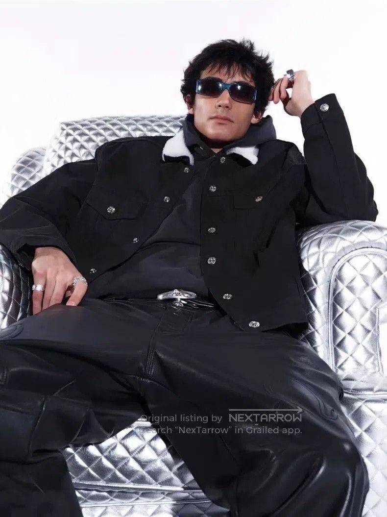 Chrome Hearts CHROME HEARTS Size L Lamb wool black denim jacket Size US L / EU 52-54 / 3 - 8 Thumbnail