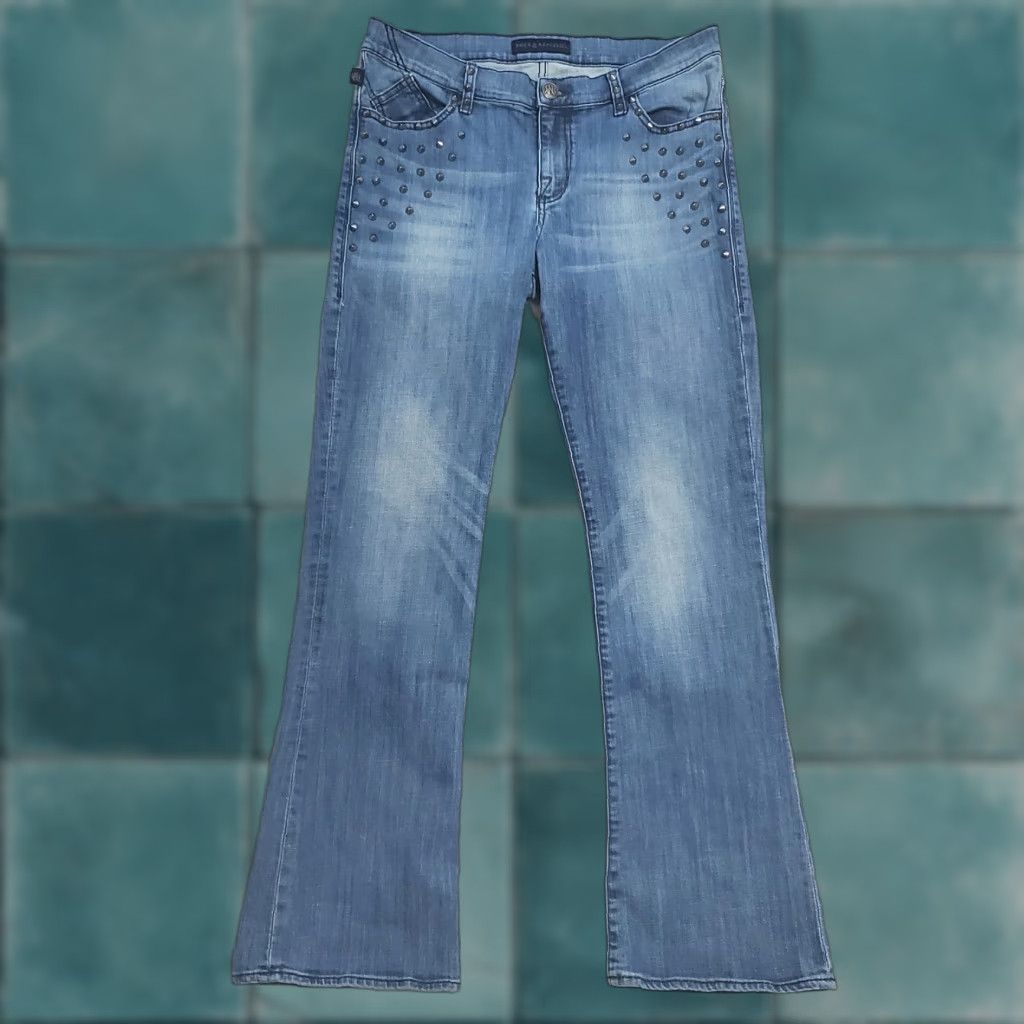 Vintage VINTAGE Rock & Republic Kasandra Jeans Women 14M Blue Studded Spiked Cotton Blend Denim Jeans Boots Cut 90s Metal Goth Womens Size 36" / US 14 / IT 50 - 1 Thumbnail