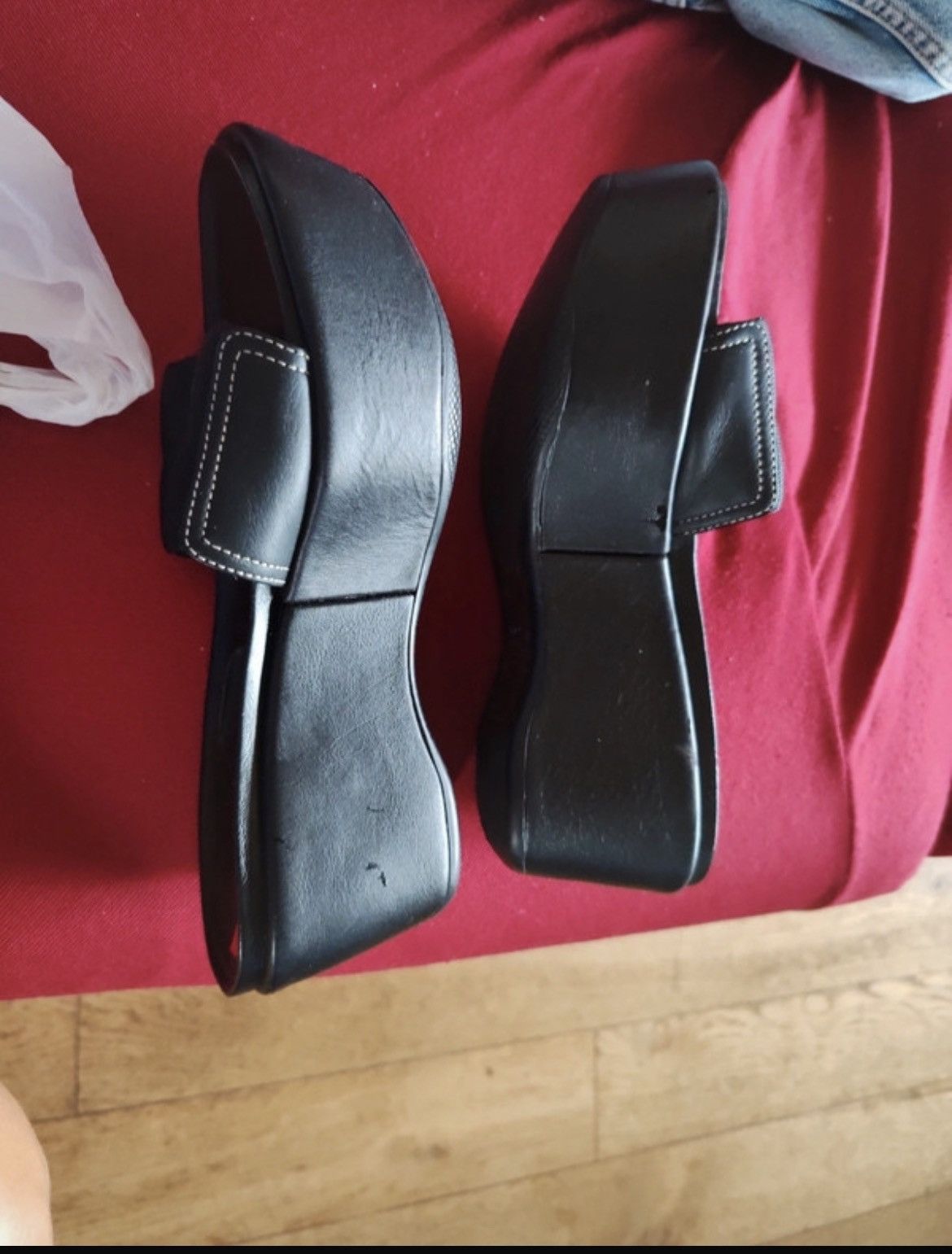 Prada VINTAGE PRADE PLATFORM CLOG HEELS Size US 7.5 / IT 37.5 - 2 Thumbnail