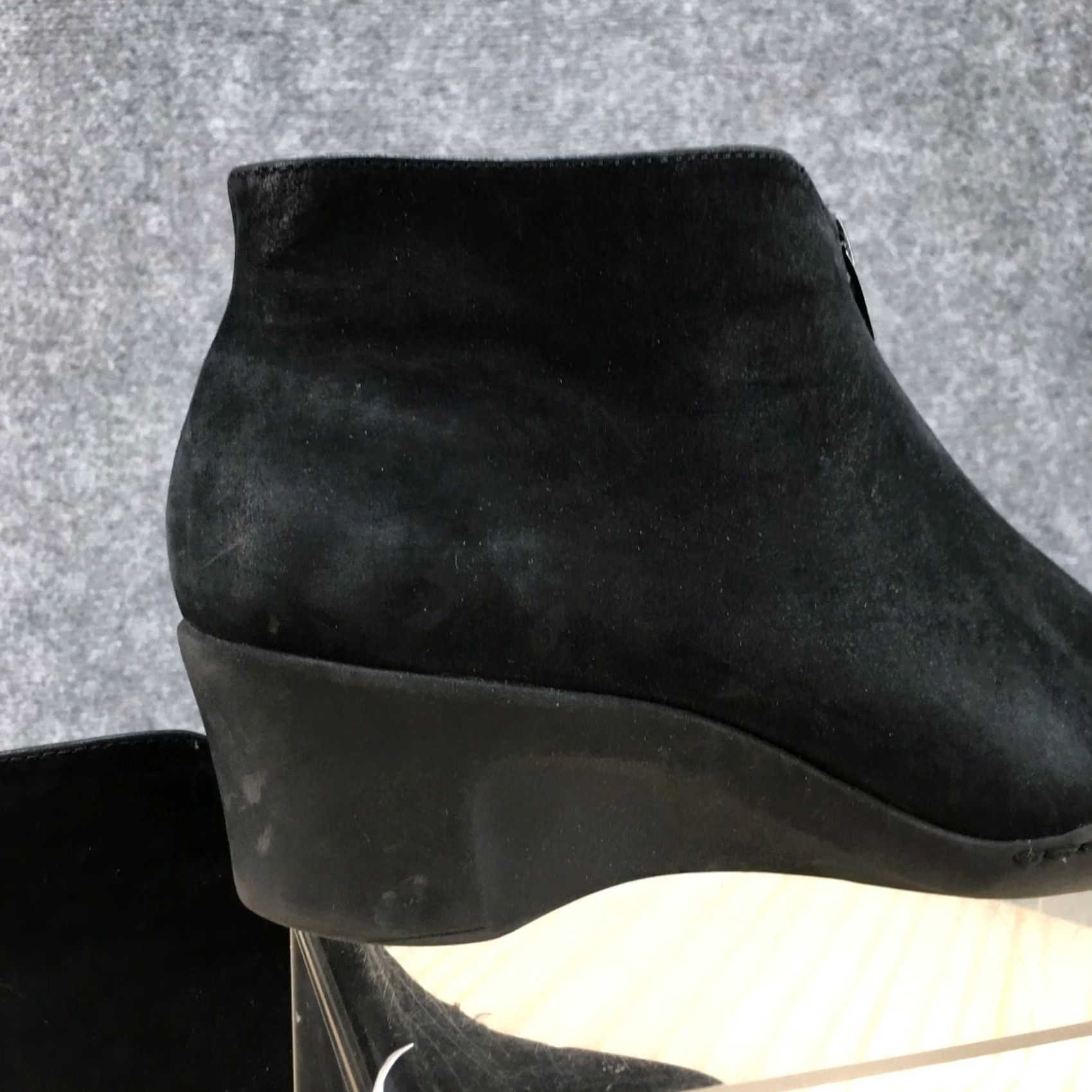Vintage Aerosoles Torista Boots Womens 8 M Front Zip Wedge Ankle Bootie Black Suede Size US 8 / IT 38 - 6 Thumbnail