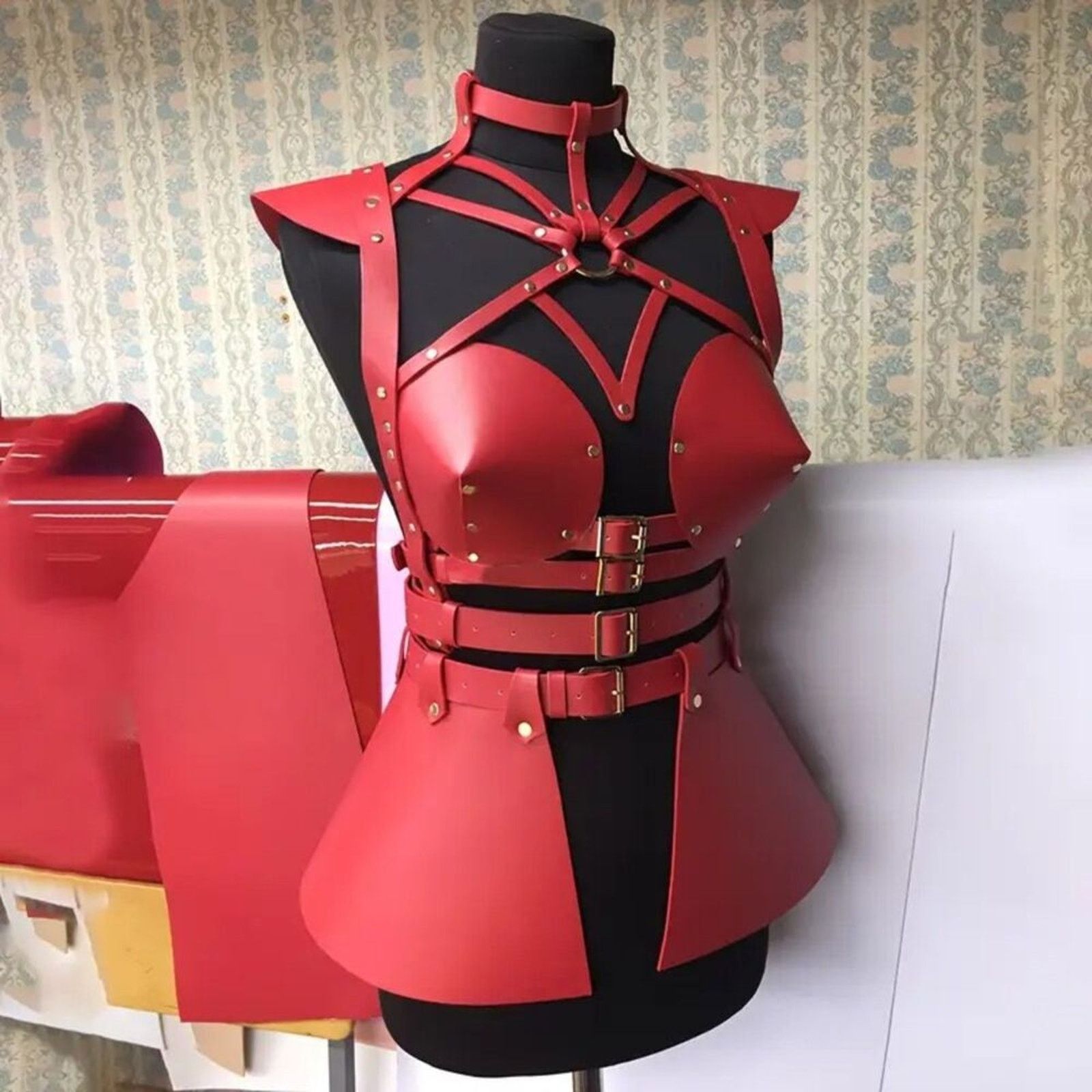 Other Samurai Warrior Red Corset Harness Cosplay Set, ONE SIZE Size ONE SIZE - 1 Thumbnail